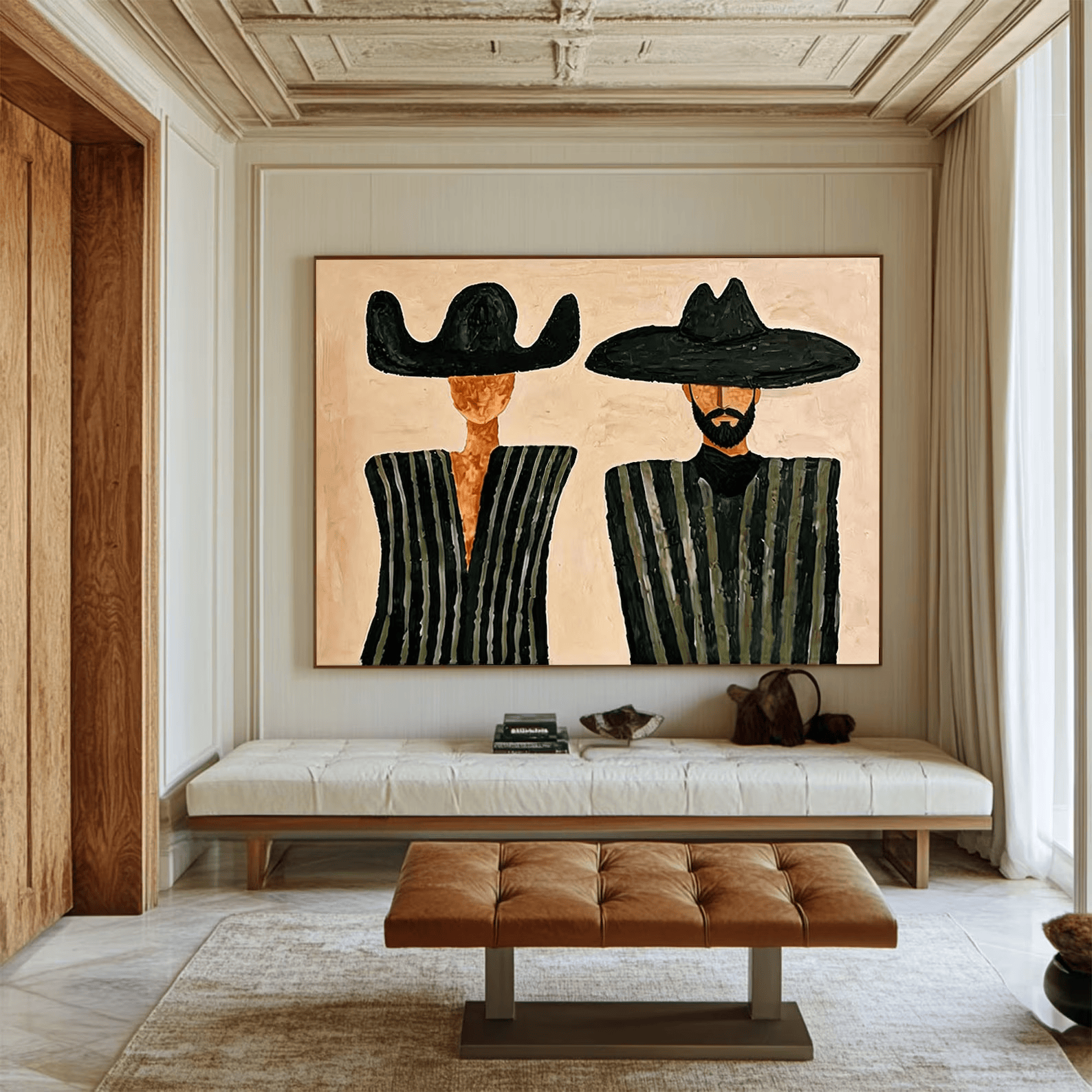 Mexican Folk Portrait Painting – Southwestern Wall Art#yy710059