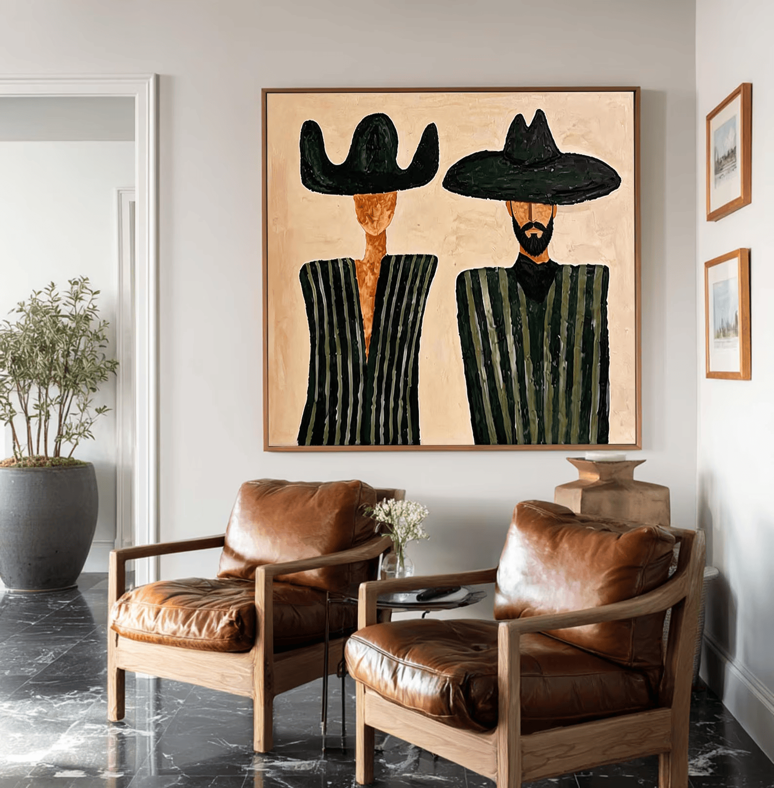Mexican Folk Portrait Painting – Southwestern Wall Art#yy710059