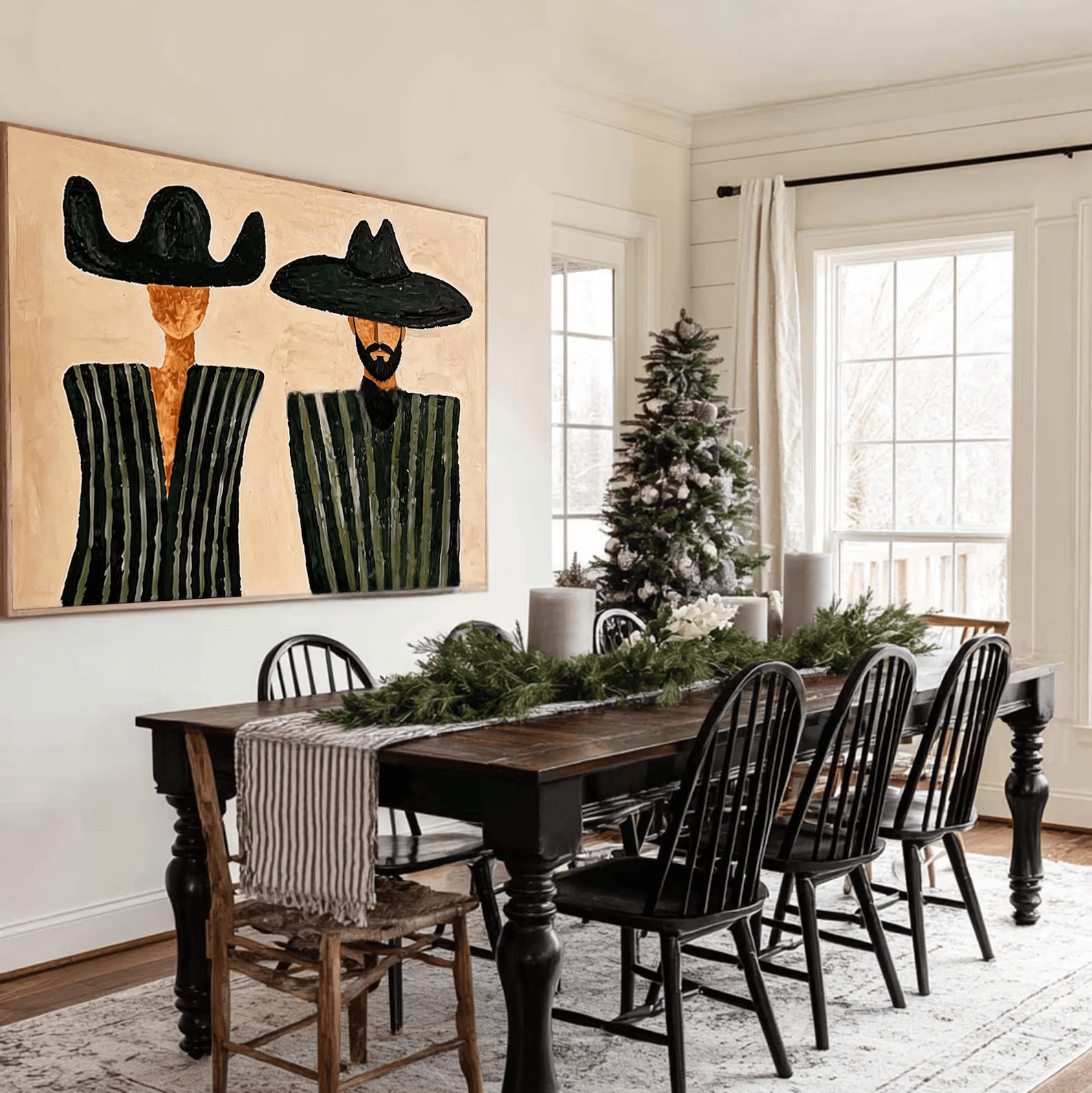 Mexican Folk Portrait Painting – Southwestern Wall Art#yy710059