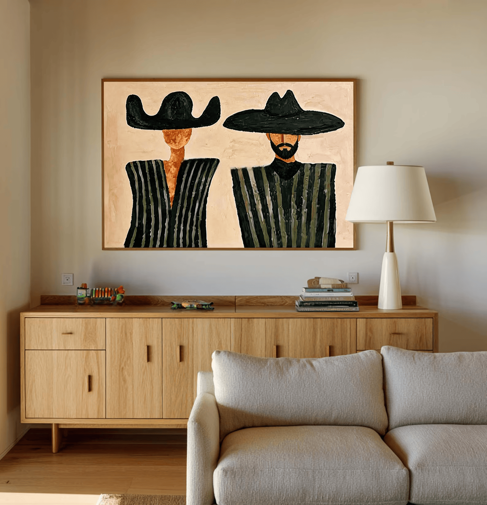 Mexican Folk Portrait Painting – Southwestern Wall Art#yy710059