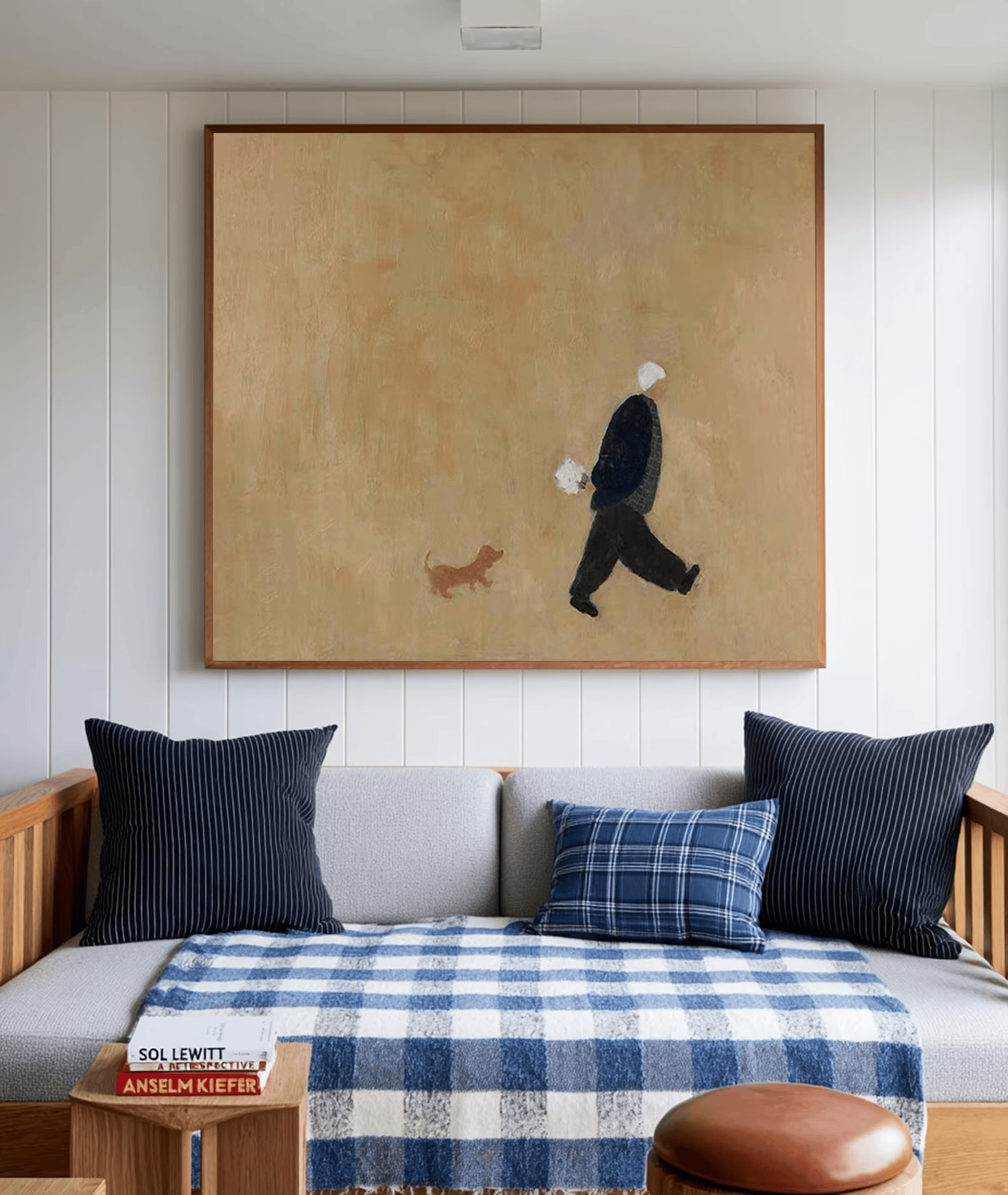 Man Walking Dog Painting – Minimalist Pet Wall Art#yy710062