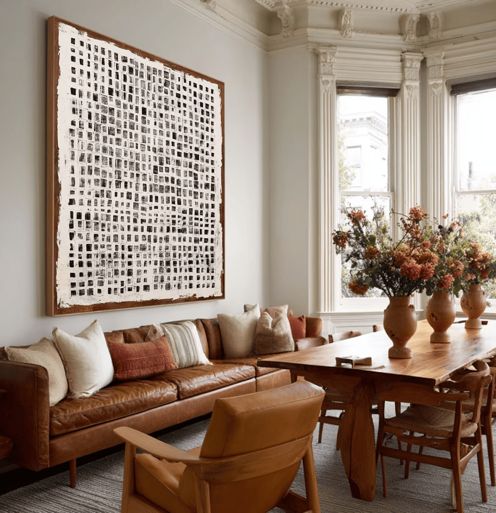 Black White Grid Painting – Minimalist Abstract Wall Art#yy710063