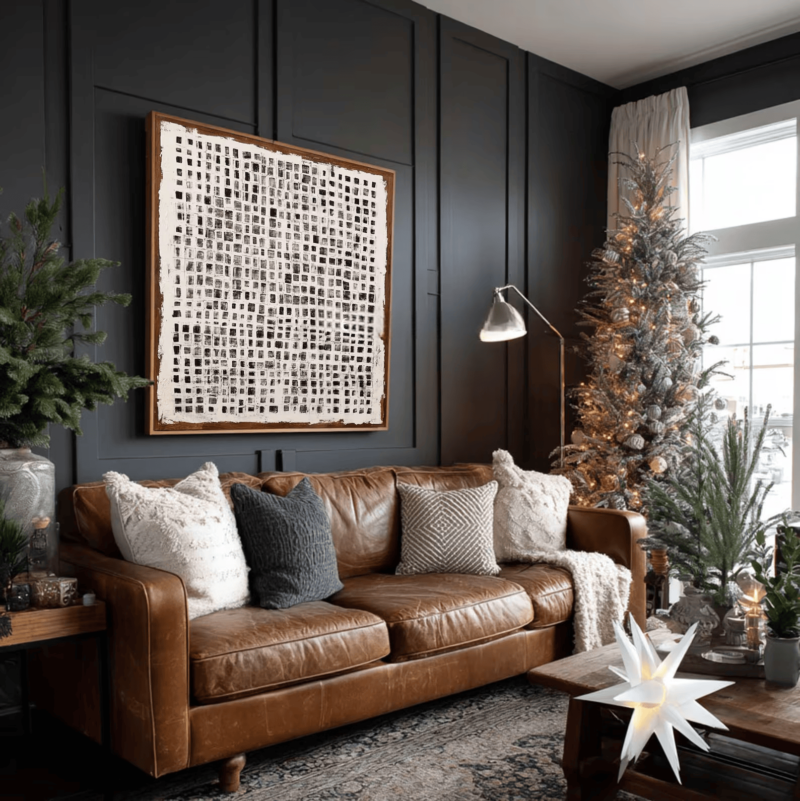 Black White Grid Painting – Minimalist Abstract Wall Art#yy710063