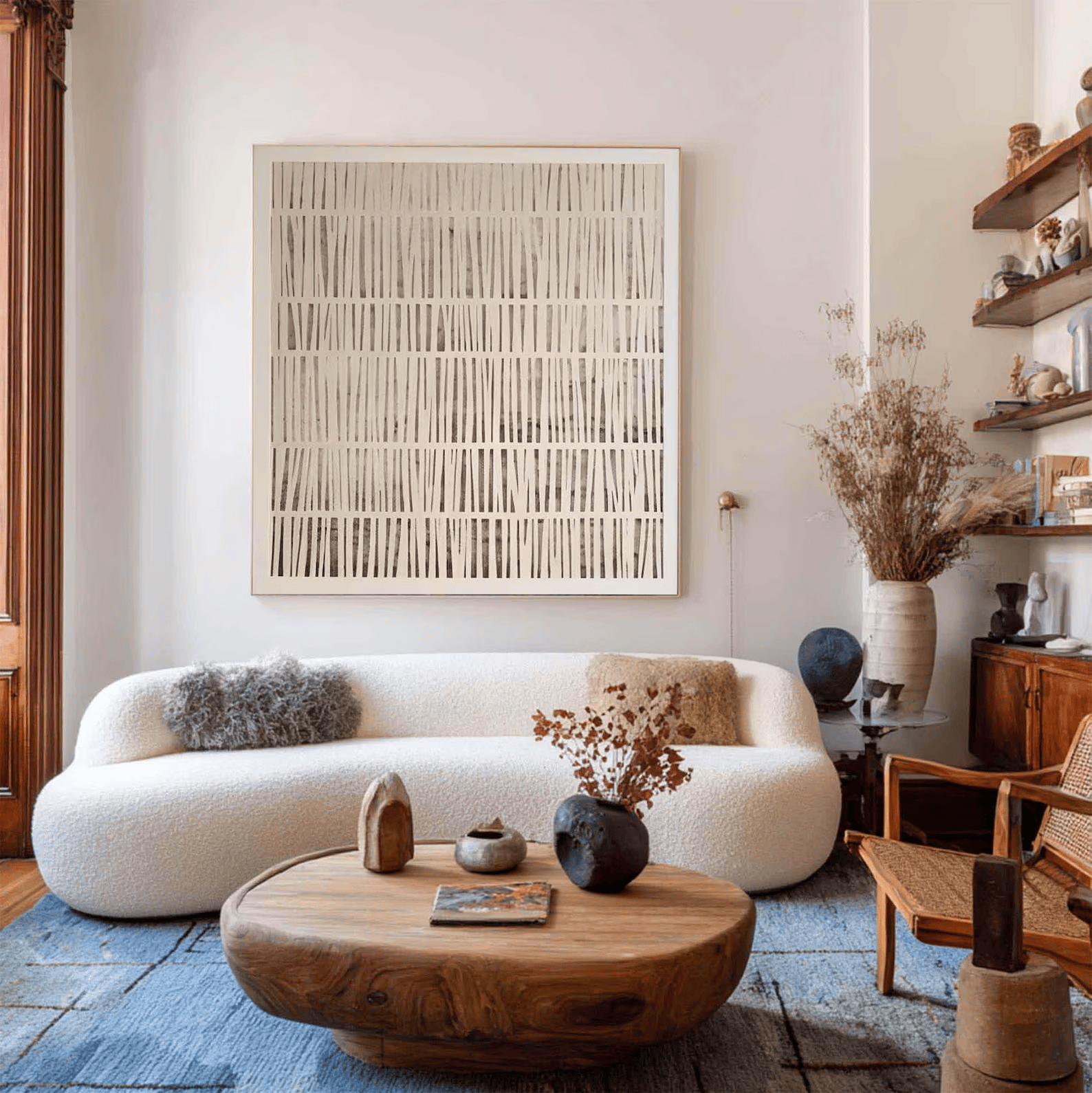 Wabi Sabi Minimalist Line Painting – Neutral Abstract Wall Art#yy710064