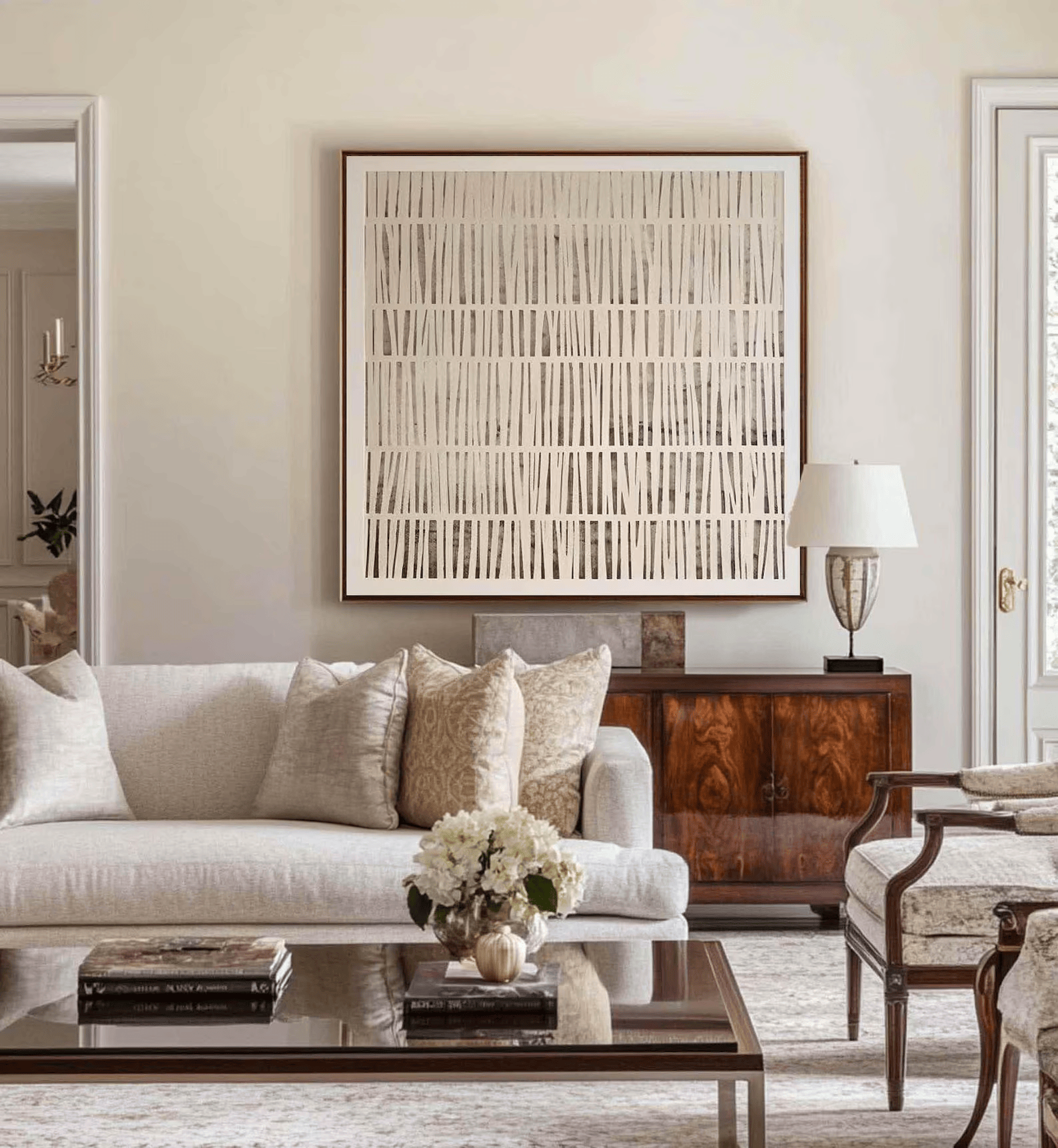 Minimalist Line Painting – Neutral Abstract Wall Art#yy710064