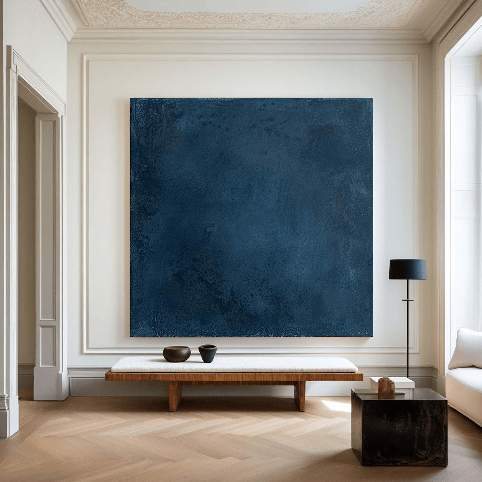 Deep Blue Abstract Painting – Textured Modern Wall Art#yy710066