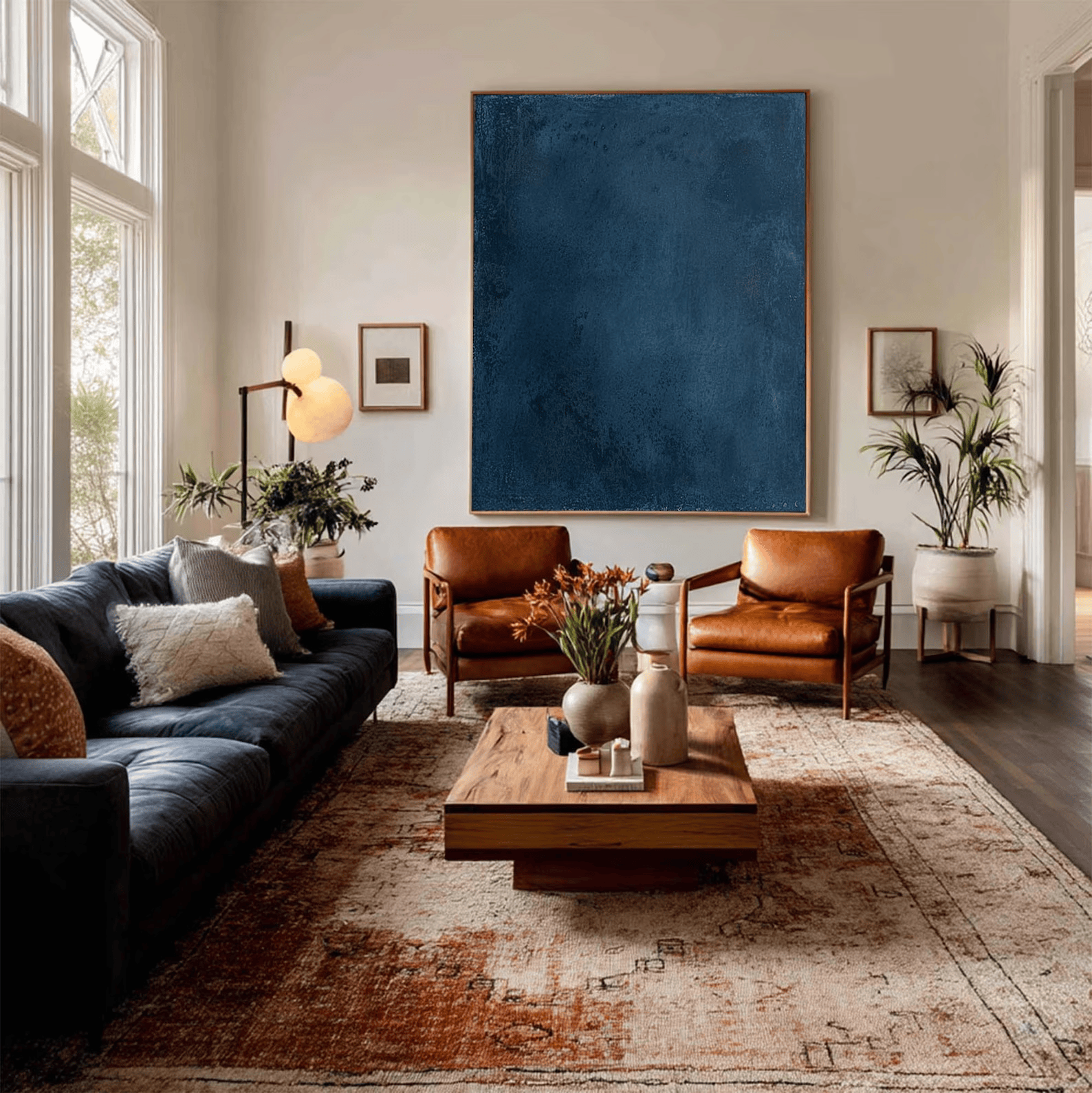 Wabi Sabi Deep Blue Abstract Painting – Textured Modern Wall Art#yy710066