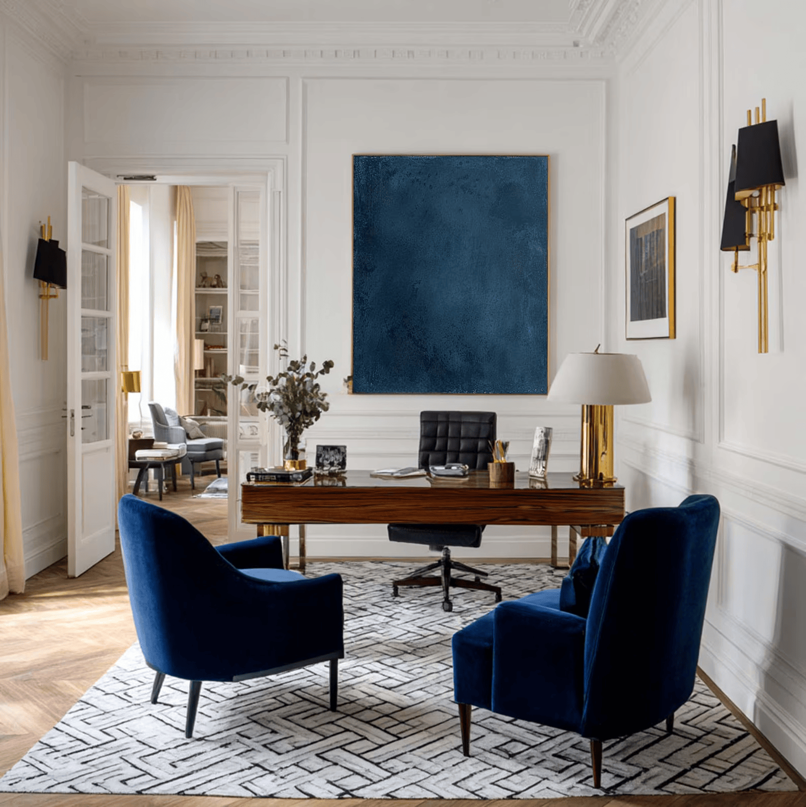 Deep Blue Abstract Painting – Textured Modern Wall Art#yy710066