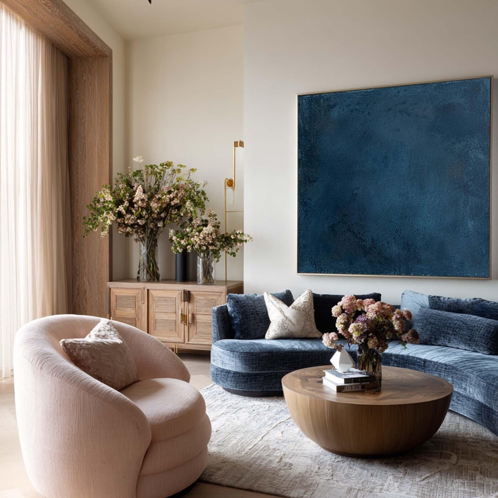 Deep Blue Abstract Painting – Textured Modern Wall Art#yy710066