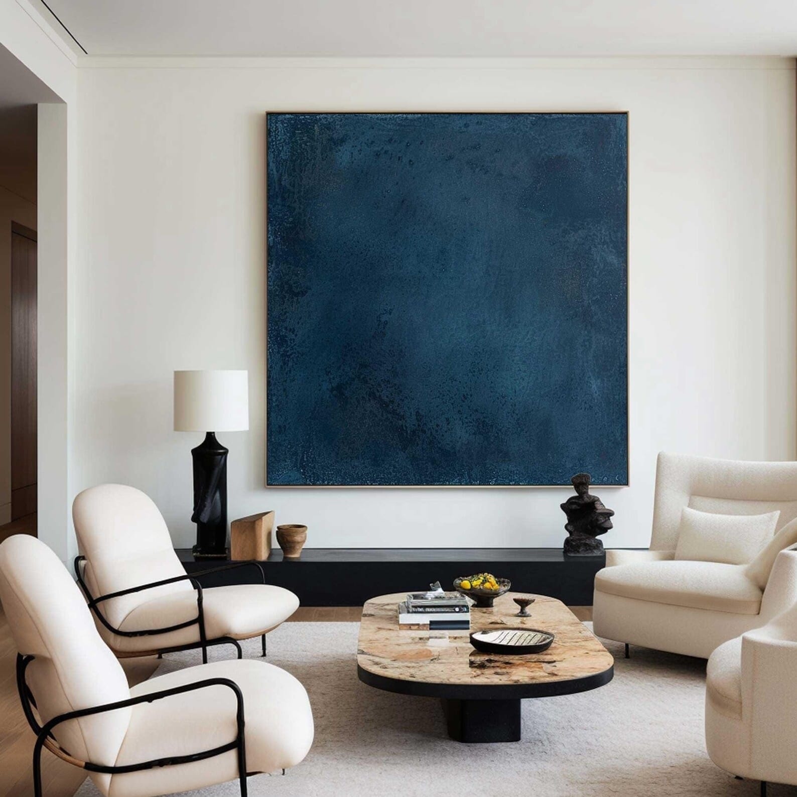Deep Blue Abstract Painting – Textured Modern Wall Art#yy710066