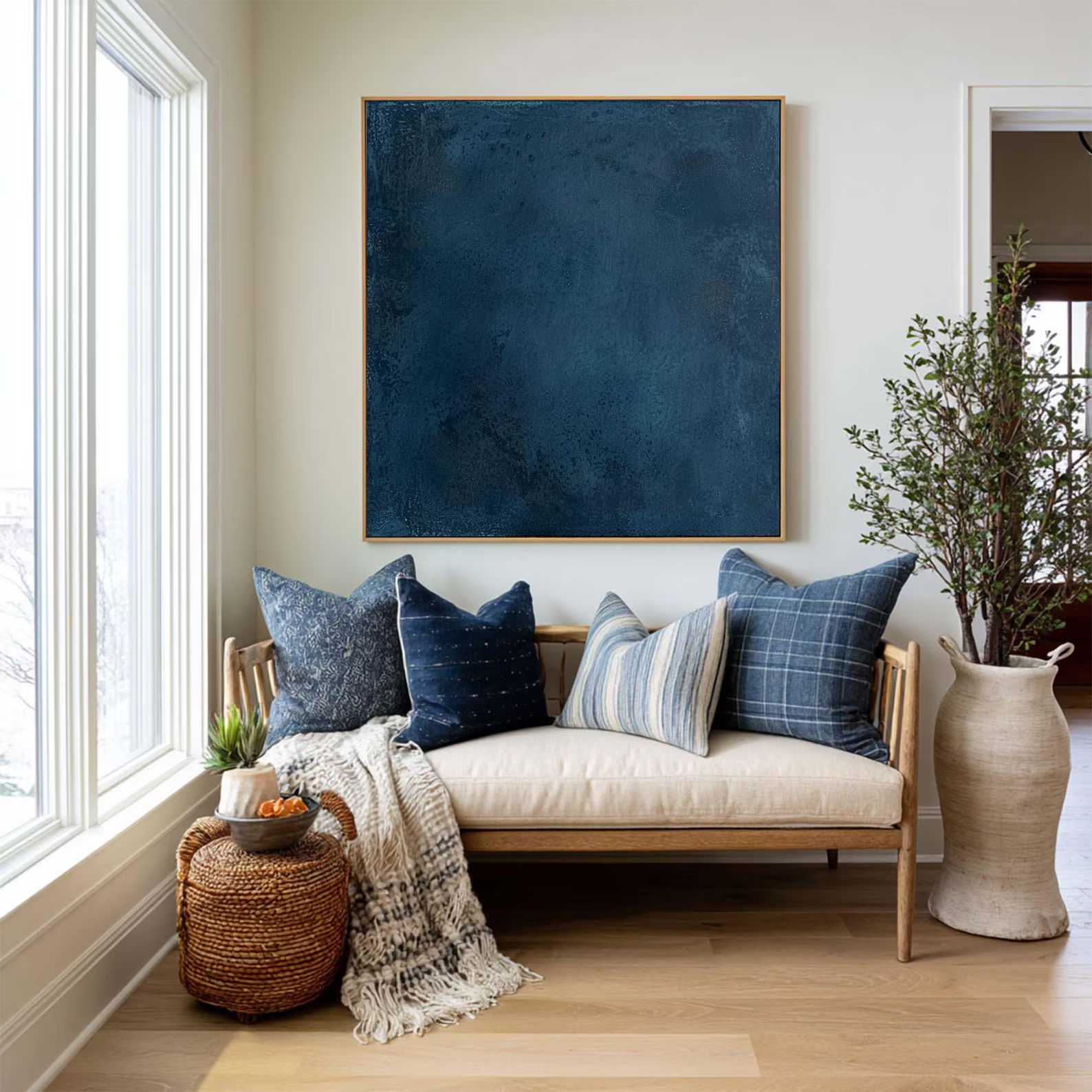 Deep Blue Abstract Painting – Textured Modern Wall Art#yy710066
