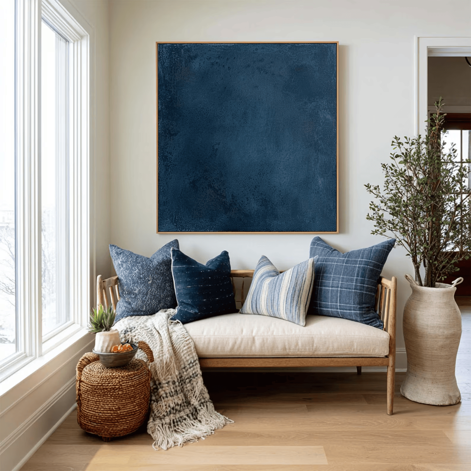 Deep Blue Abstract Painting – Textured Modern Wall Art#yy710066