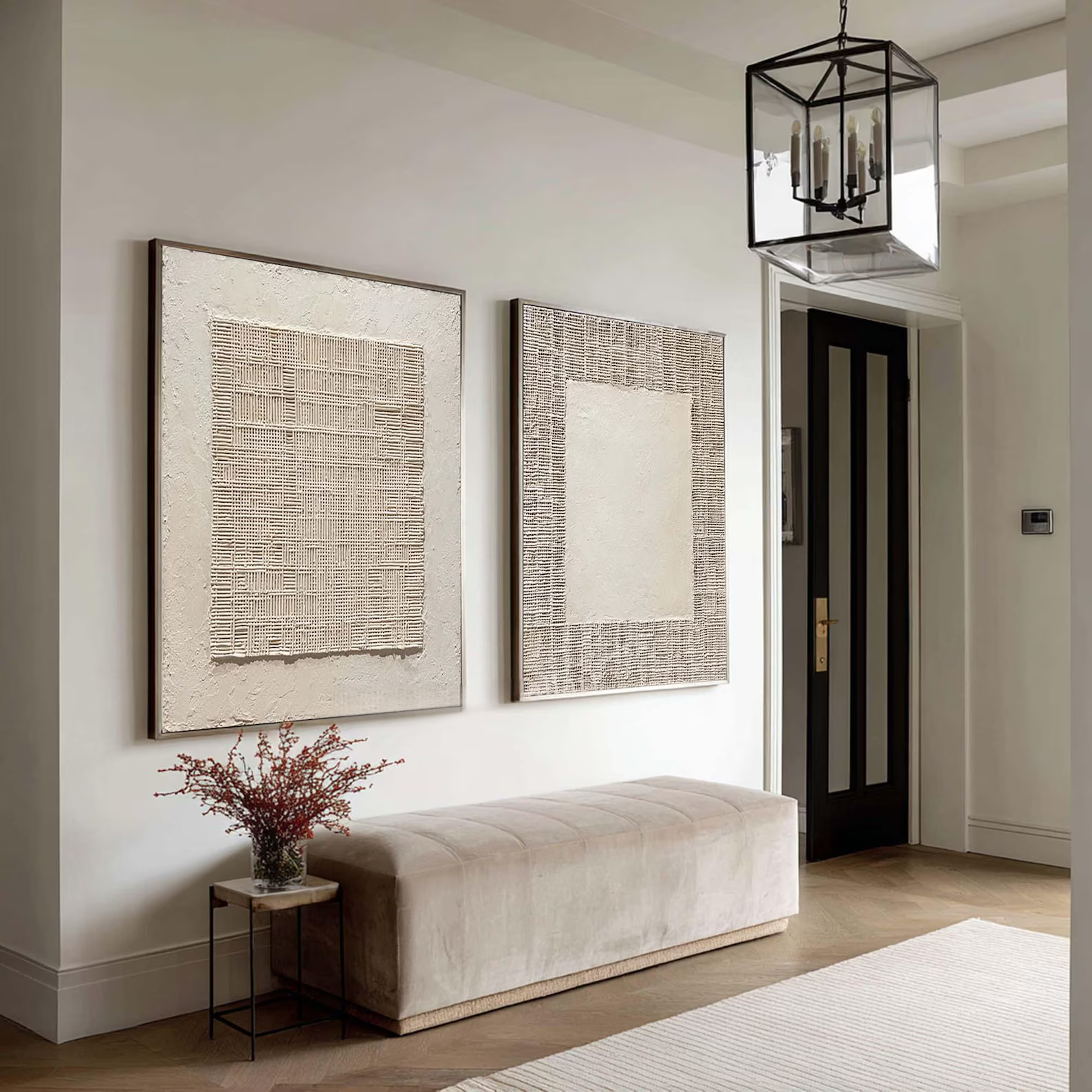 White Relief Diptych Art – 3D Textured Minimalist Wall Decor#yy710075