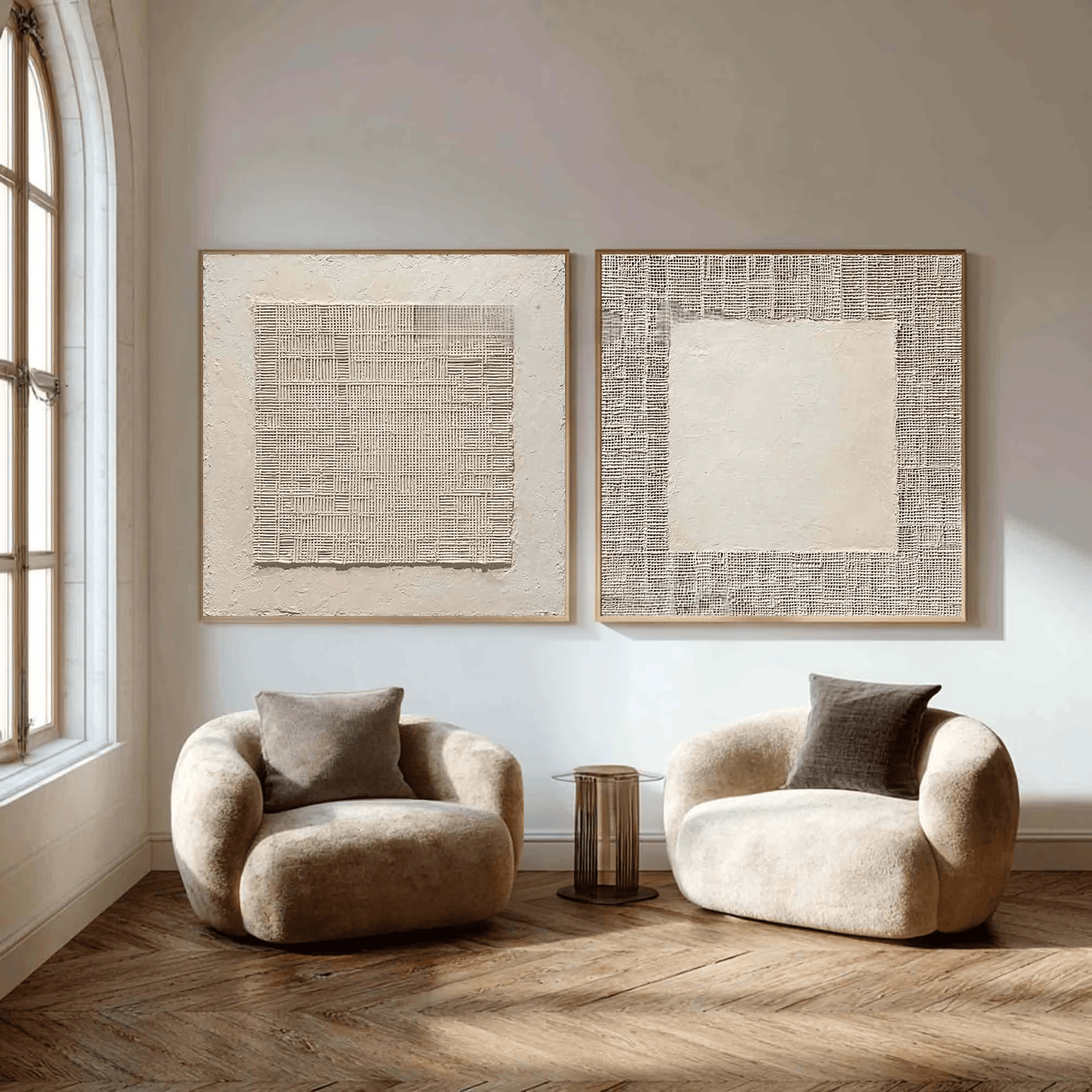White Relief Diptych Art – 3D Textured Minimalist Wall Decor#yy710075