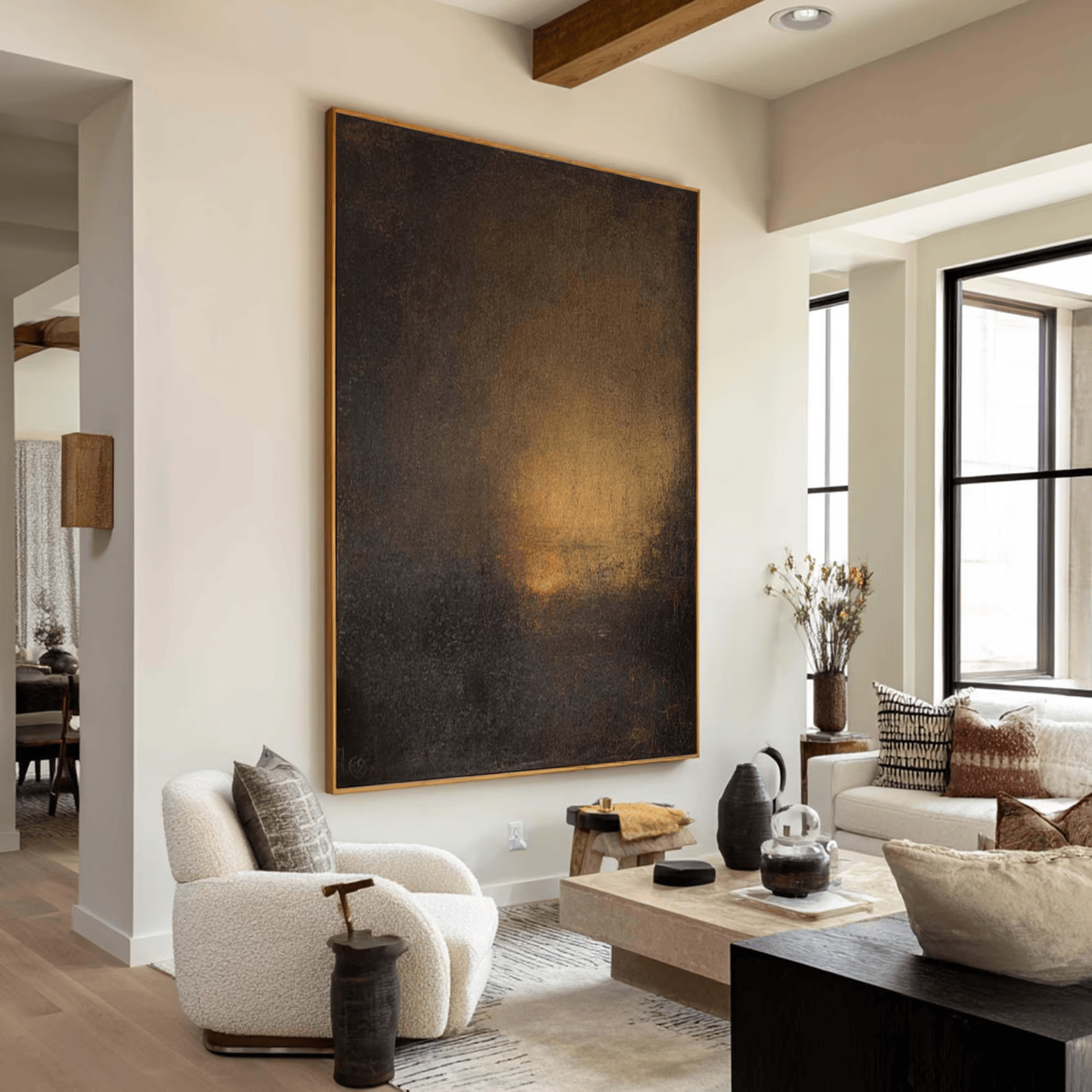 Dark Brown Abstract Painting – Moody Textured Wall Art#yy710067
