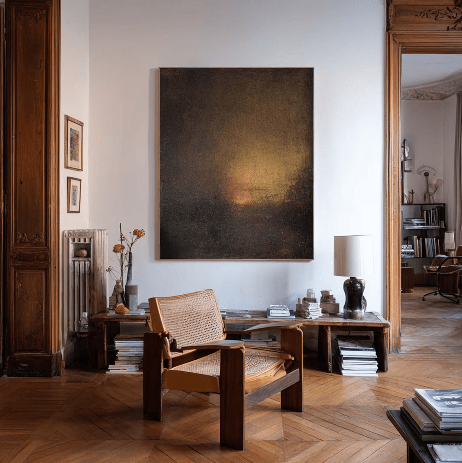 Dark Brown Abstract Painting – Moody Textured Wall Art#yy710067