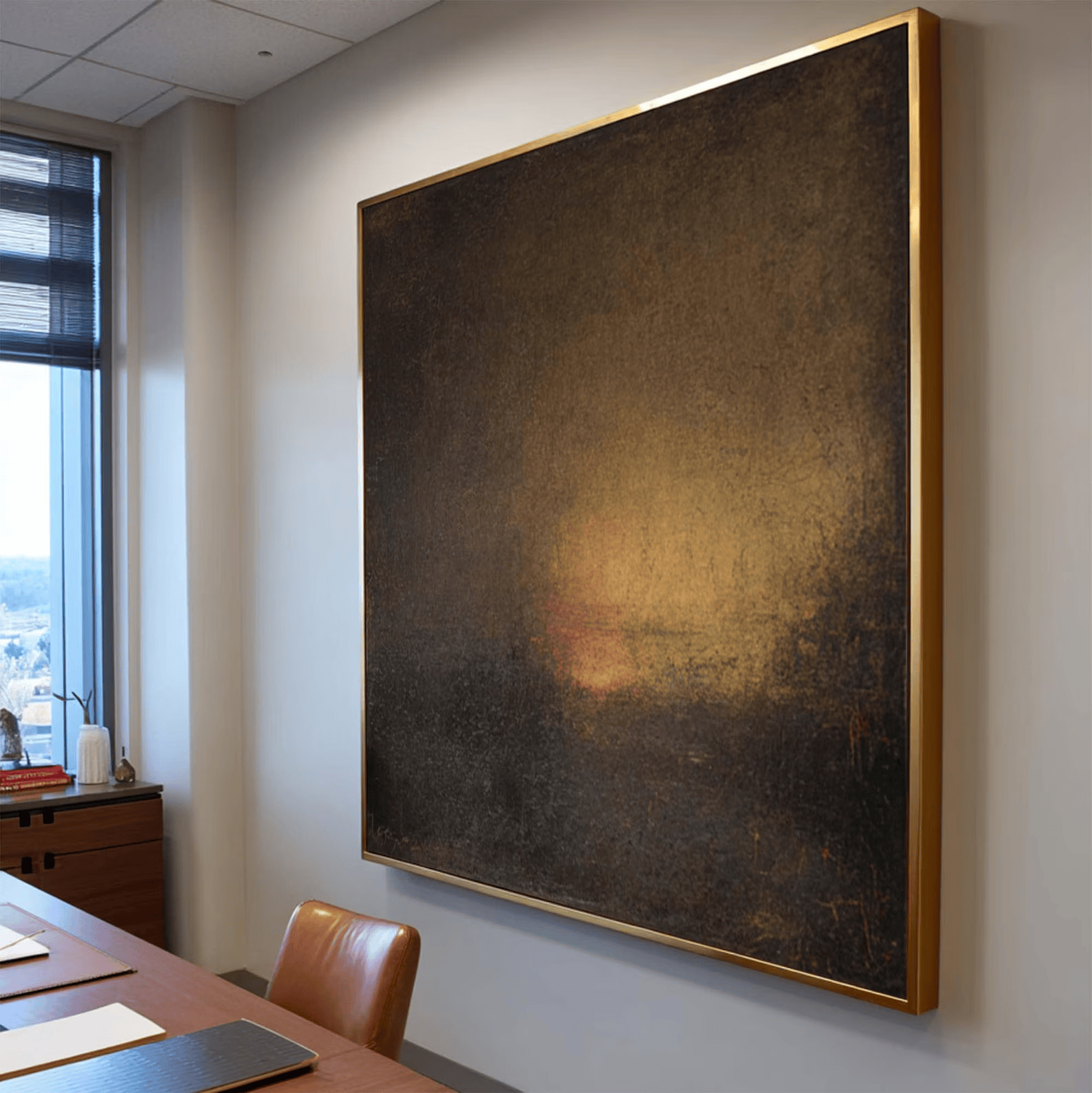 Dark Brown Abstract Painting – Moody Textured Wall Art#yy710067