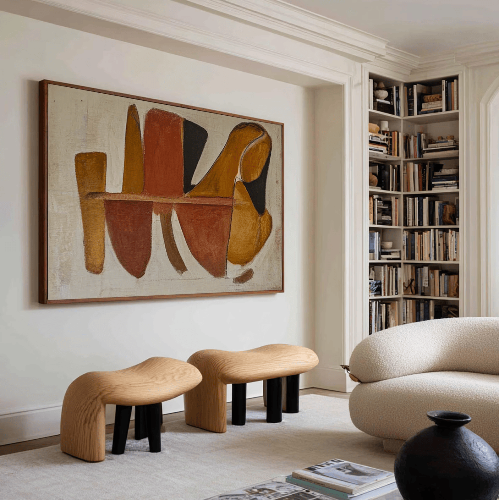 Terracotta Abstract Painting – Organic Modern Wall Art#yy710069