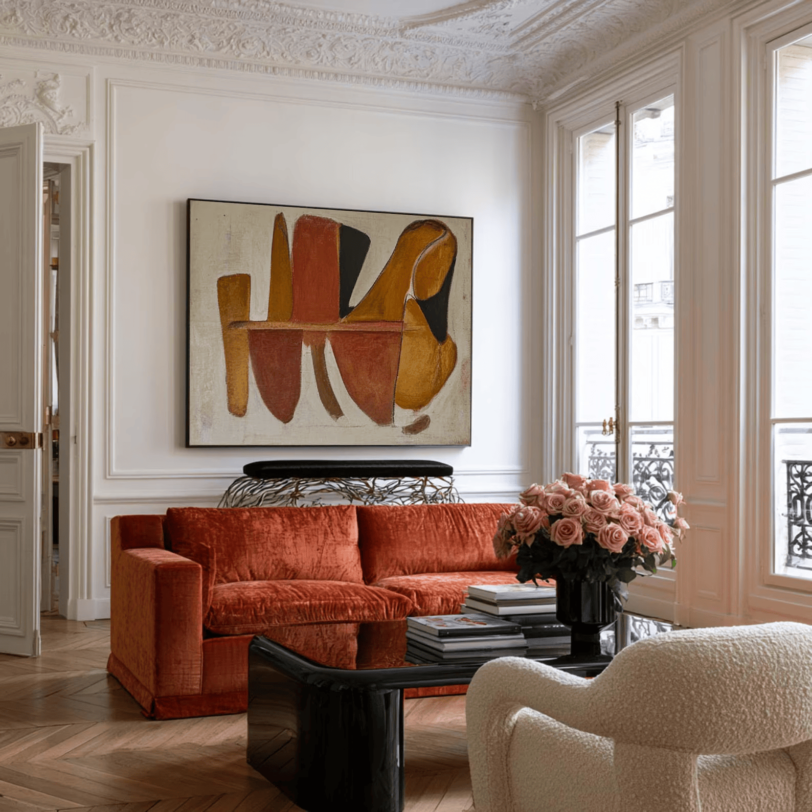 Terracotta Abstract Painting – Organic Modern Wall Art#yy710069