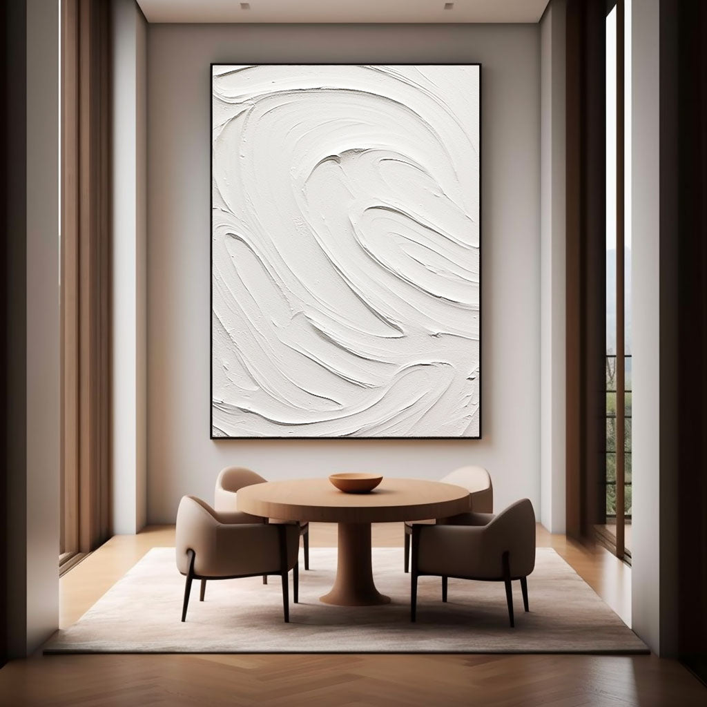 Elegant Minimalist White Textured Abstract Art for Modern Spaces