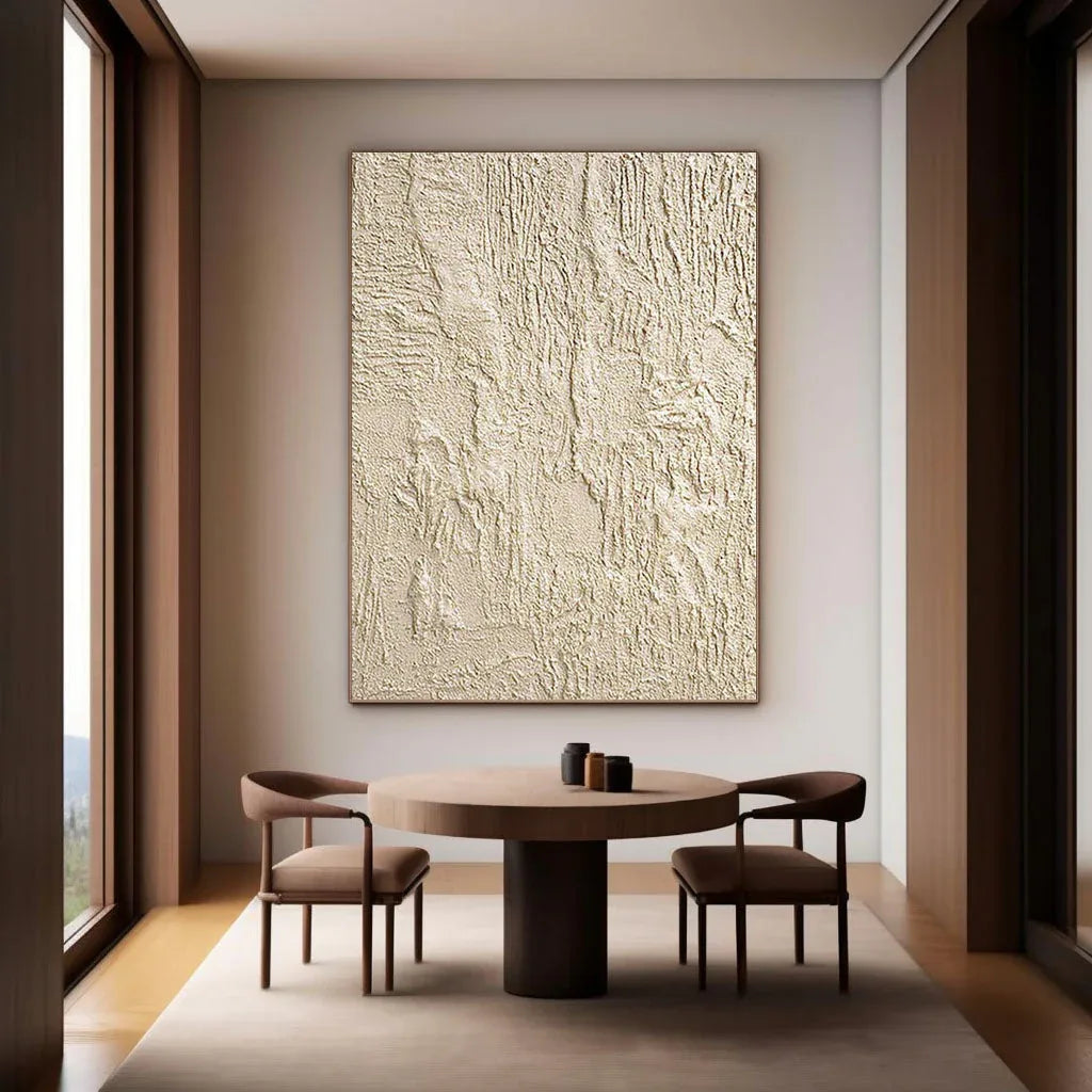 Beige Pulse-Abstract Textured Canvas Wall Art with Organic Patterns - artextured