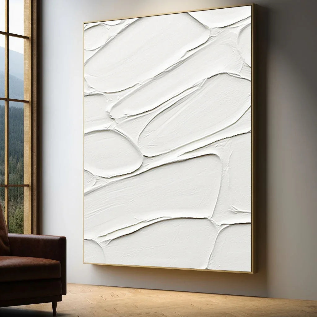 White Tactile Code-Minimalist White Textured Abstract Wall Art for Modern Interiors - artextured