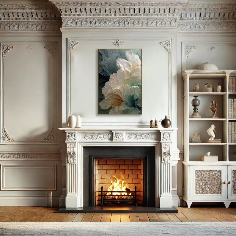 Ethereal Petals – Large Textured Floral Wall Art#AB14013