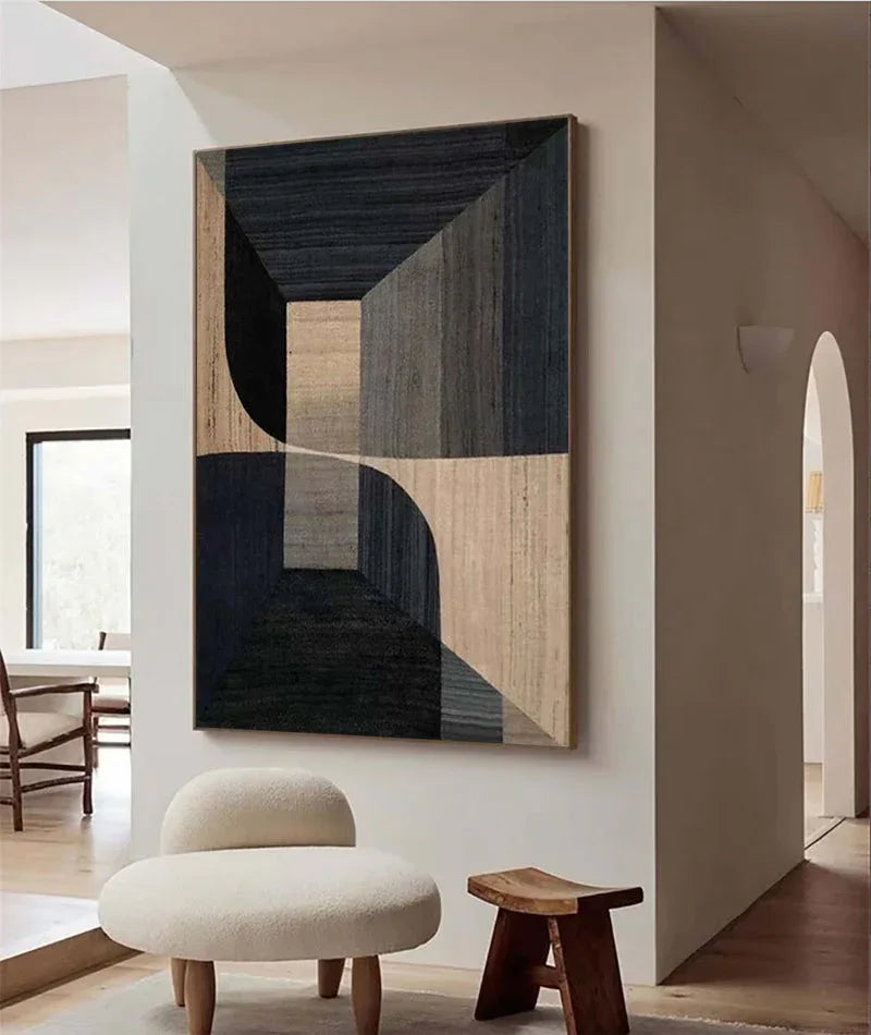 Geometric Tranquility-Geometric Space Abstract Wall Art with Extremely Simple Style - artextured