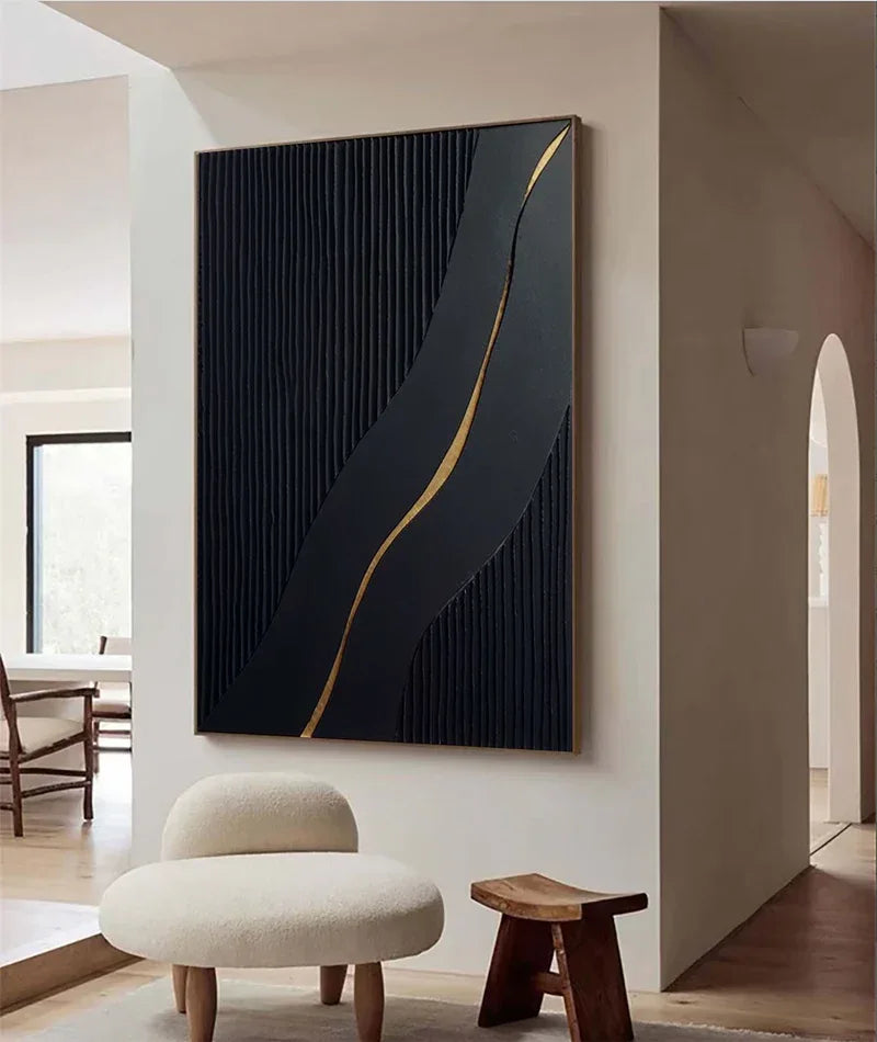 Golden Flow-Modern Minimalist 3D Golden Streamlined Texture Wall Art - artextured