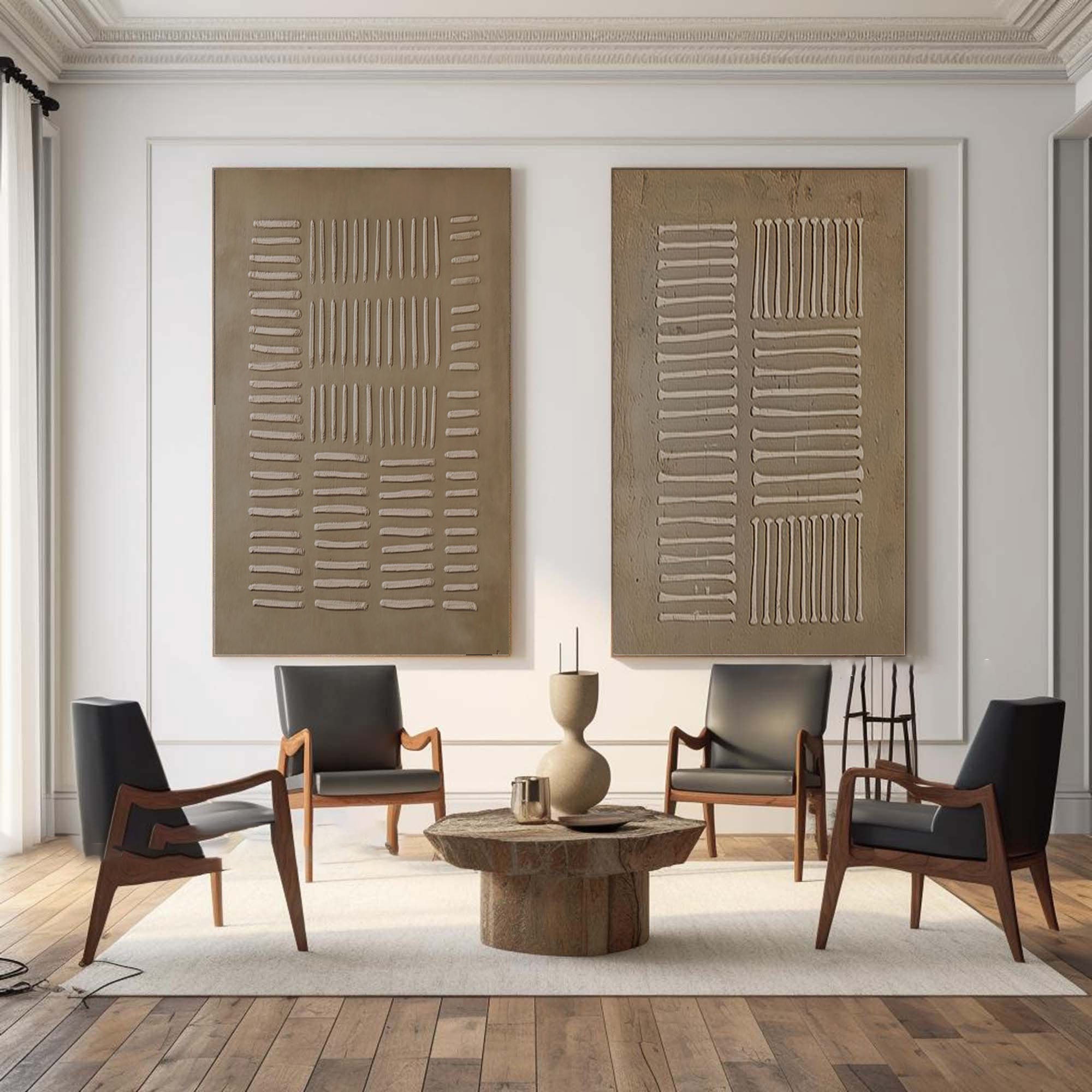 Linear Balance-Textured Abstract Canvas Duo SET OF 2