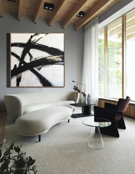 Simplicity in Lines-Minimalist Abstract Black and Gold Brushwork Dance Texture Wall Art - artextured