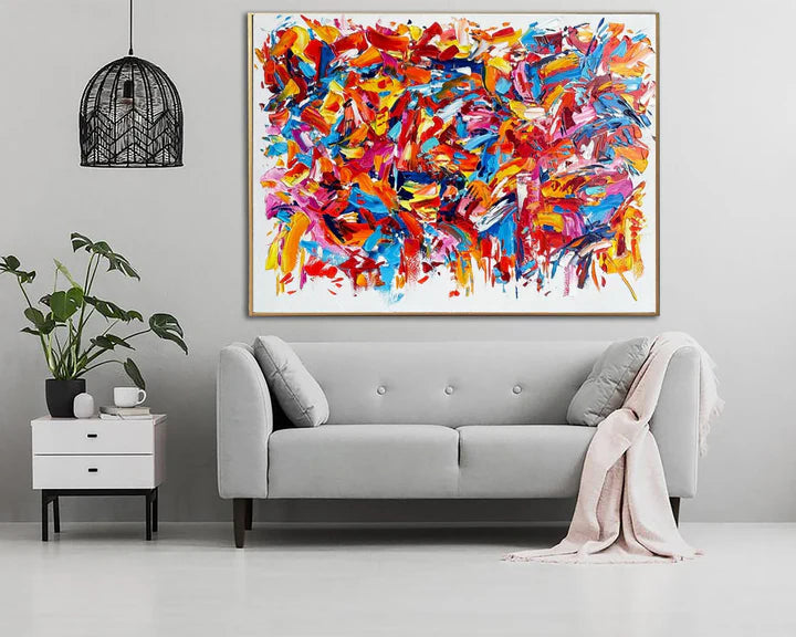 Vibrant Harmony-Modern Hand-Painted Color Wild Carnival Abstract Wall Art