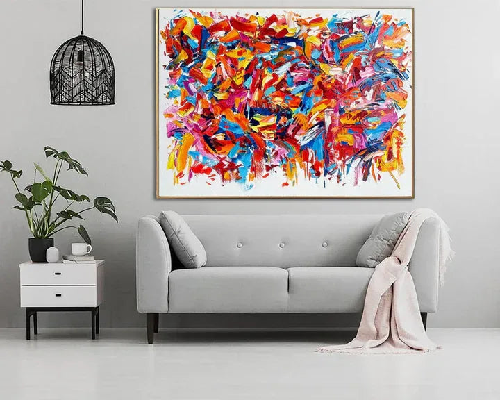 Vibrant Harmony-Modern Hand-Painted Color Wild Carnival Abstract Wall Art - artextured