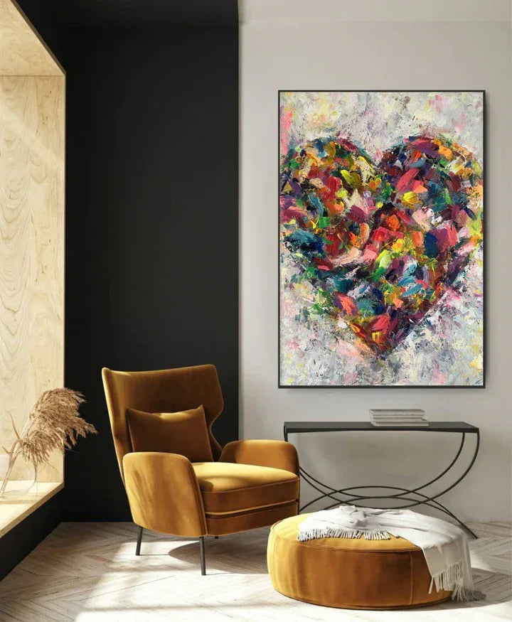 Heart of Abstraction-Vertical Hand-Painted Color Weaving Love Heart Abstract Wall Art - artextured