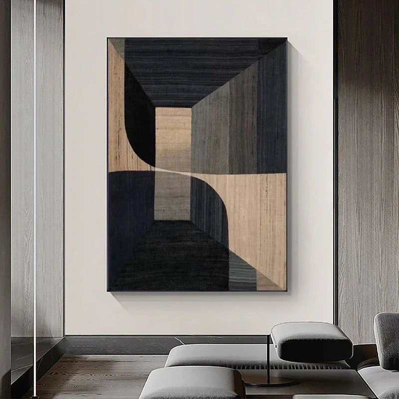 Geometric Tranquility-Geometric Space Abstract Wall Art with Extremely Simple Style - artextured