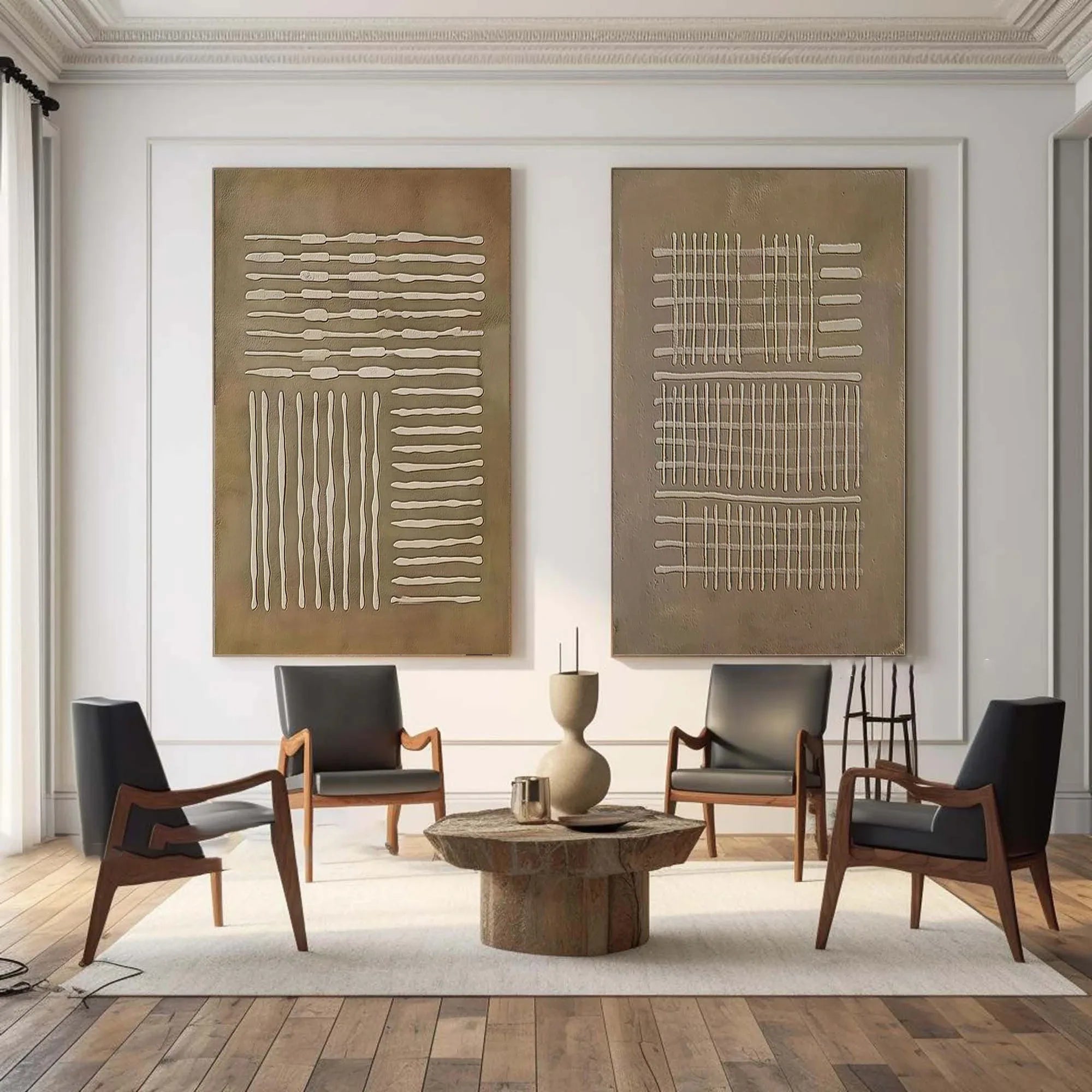 Textured Patterns- Abstract Linear Canvas SET OF 2 - artextured