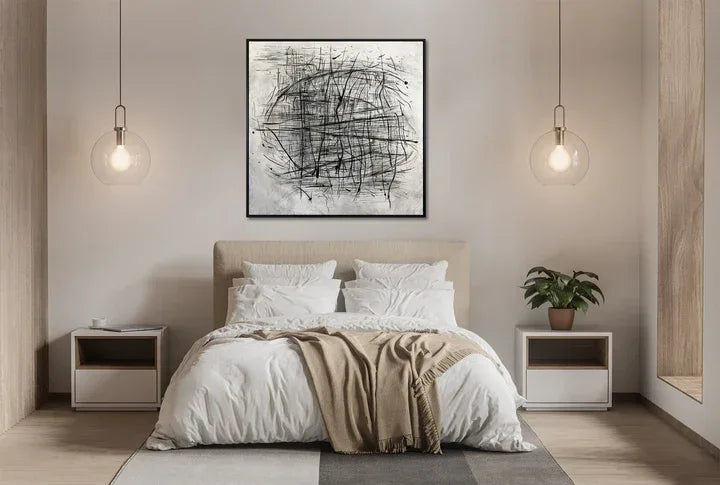 Rhapsody of Lines-Minimalist Abstract Black and White Woven Texture Wall Art - artextured