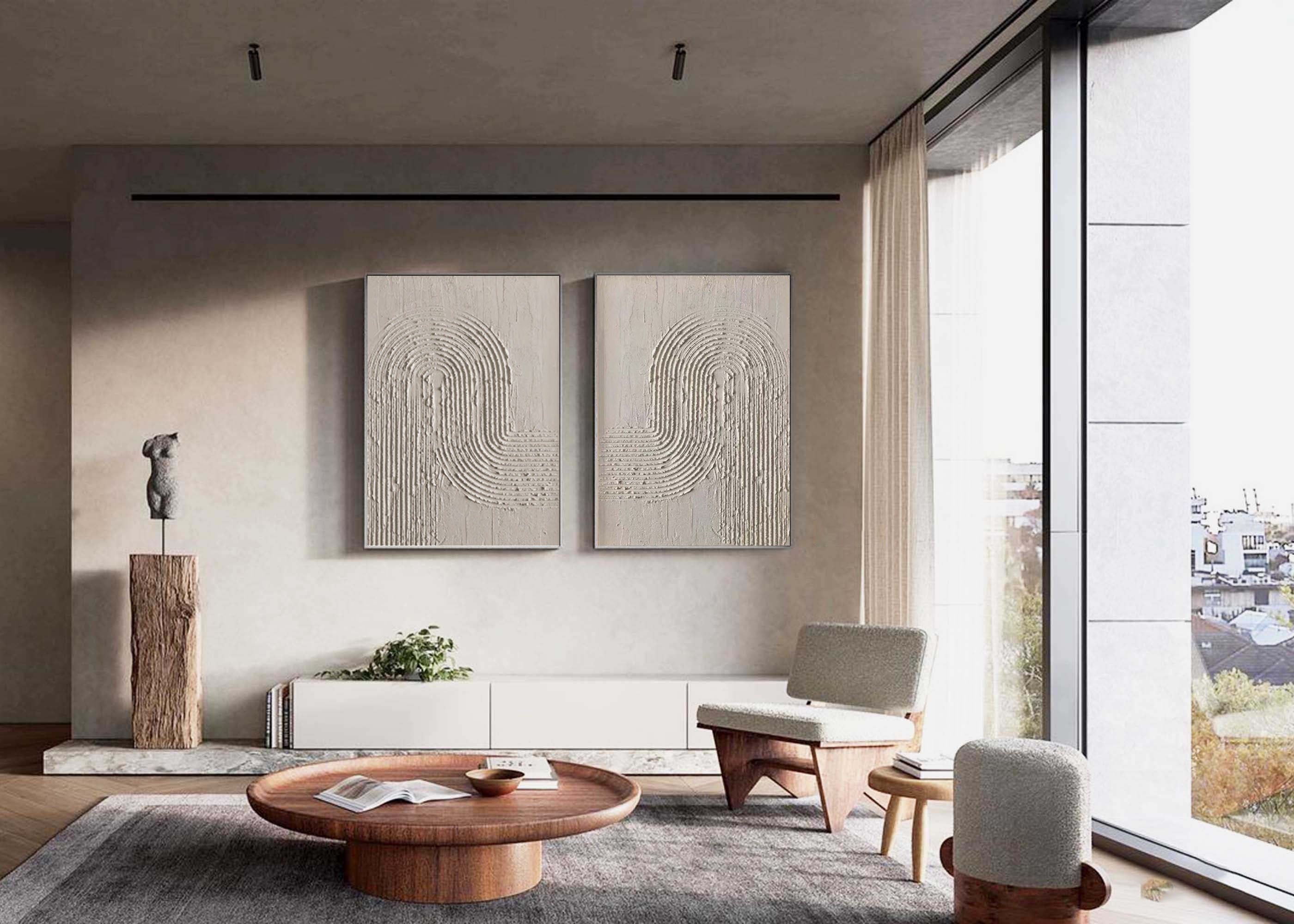 Textured Elegance: Minimalist Arch Canvas Duo SET OF 2