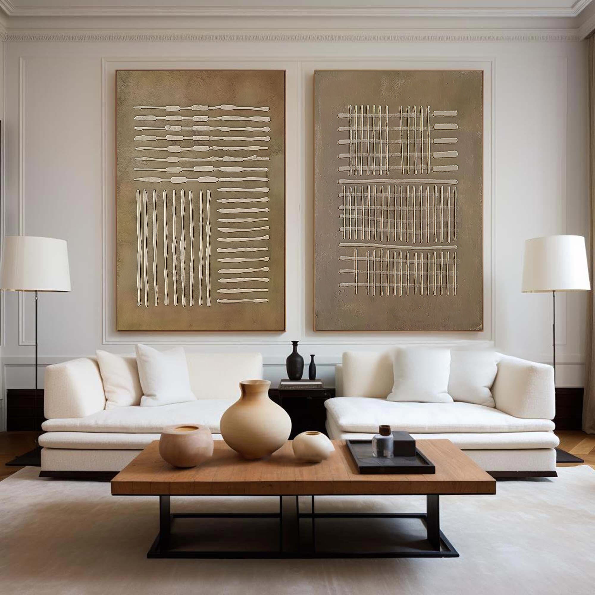 Textured Patterns- Abstract Linear Canvas SET OF 2