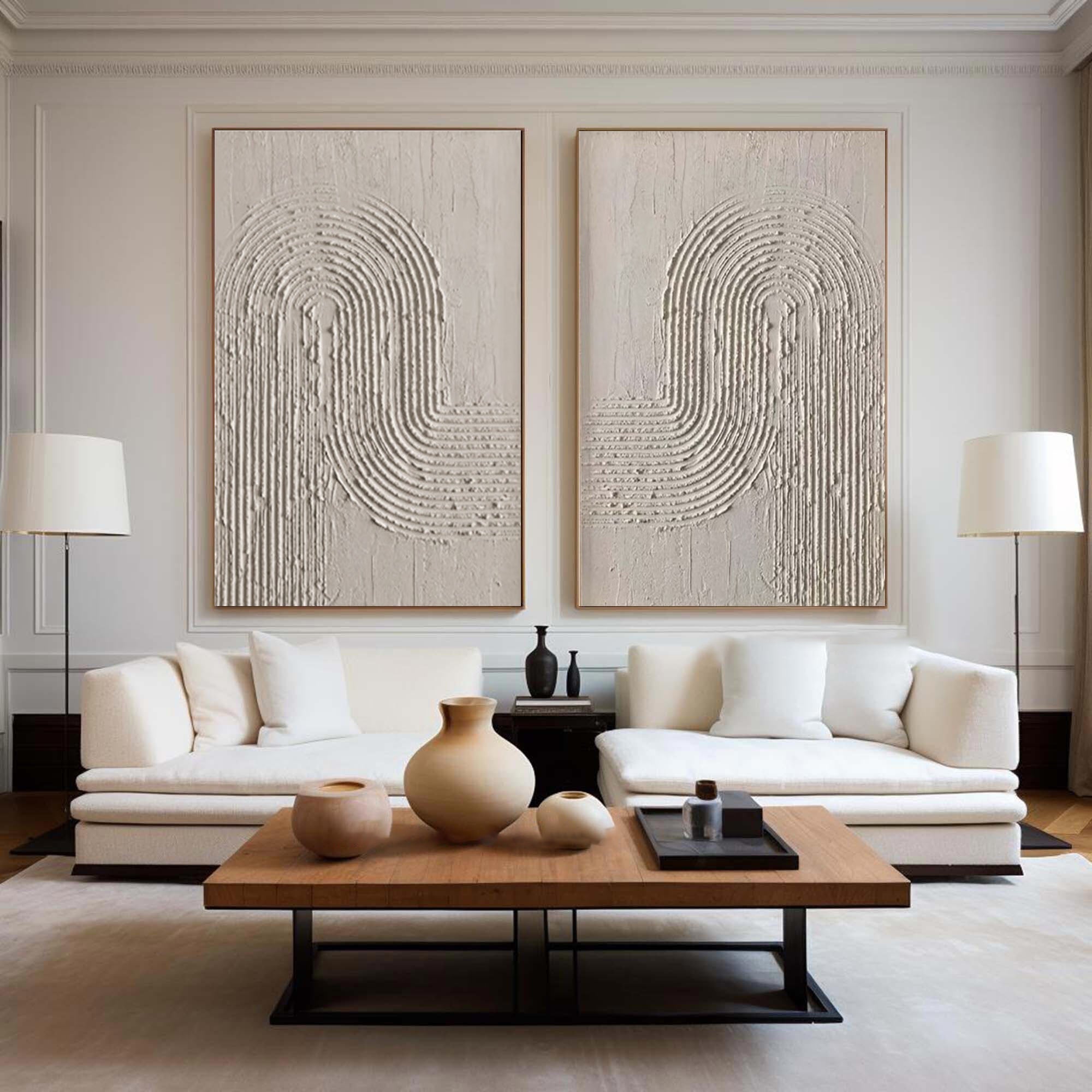 Textured Elegance: Minimalist Arch Canvas Duo SET OF 2