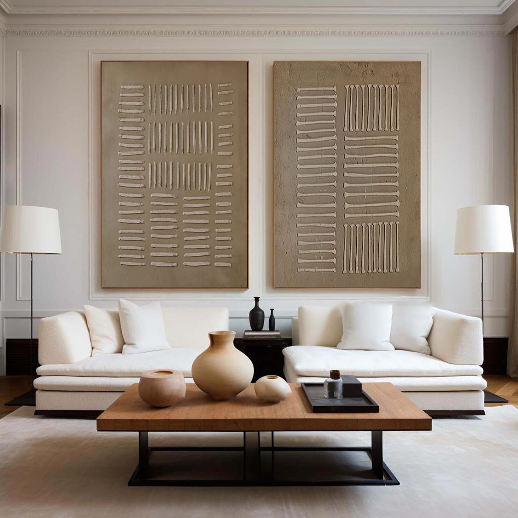 Linear Balance-Textured Abstract Canvas Duo SET OF 2