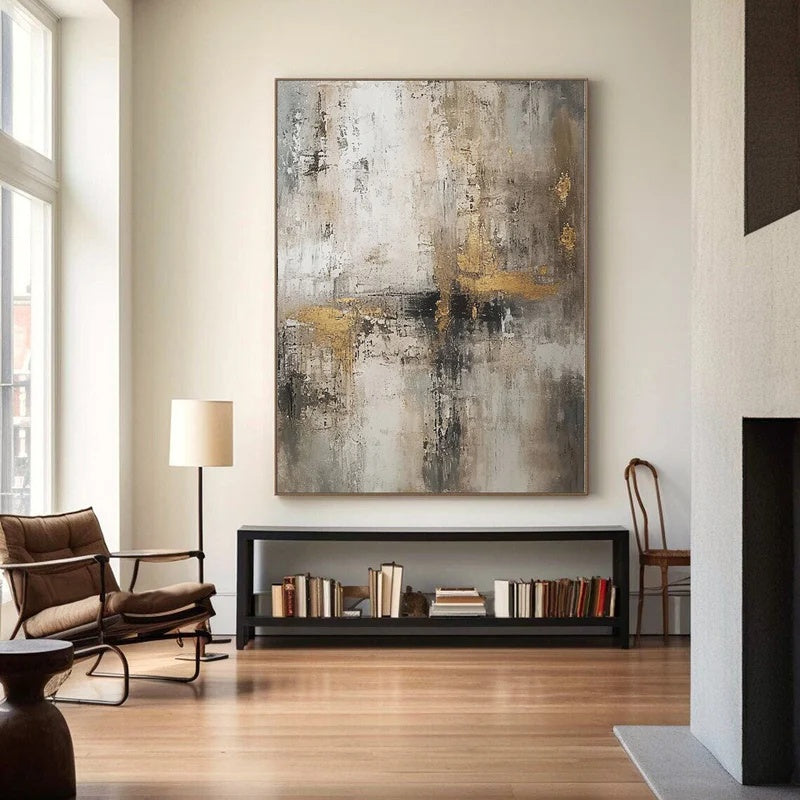 Textured Abstract Oil Painting for Modern Interiors – Muted Crossing#AB14107