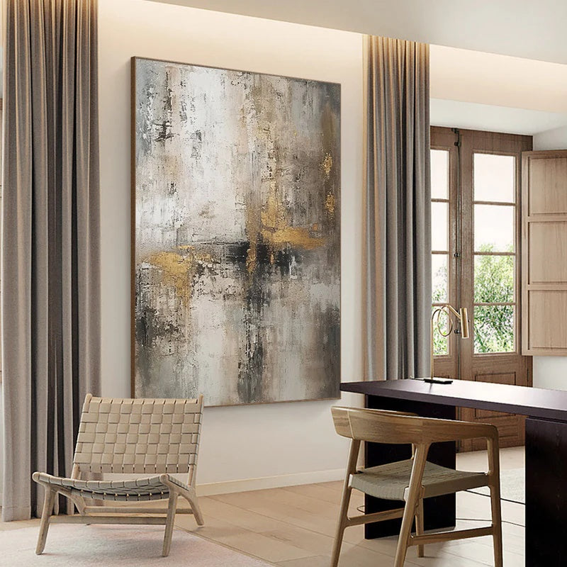 Textured Abstract Oil Painting for Modern Interiors – Muted Crossing#AB14107