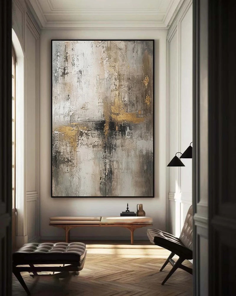 Textured Abstract Oil Painting for Modern Interiors – Muted Crossing#AB14107