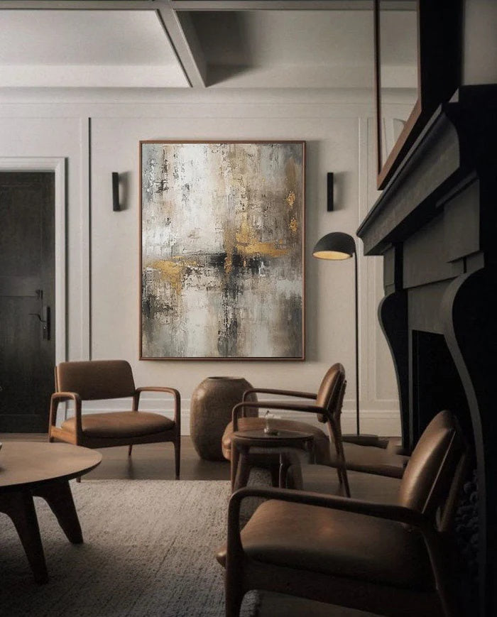 Textured Abstract Oil Painting for Modern Interiors – Muted Crossing#AB14107