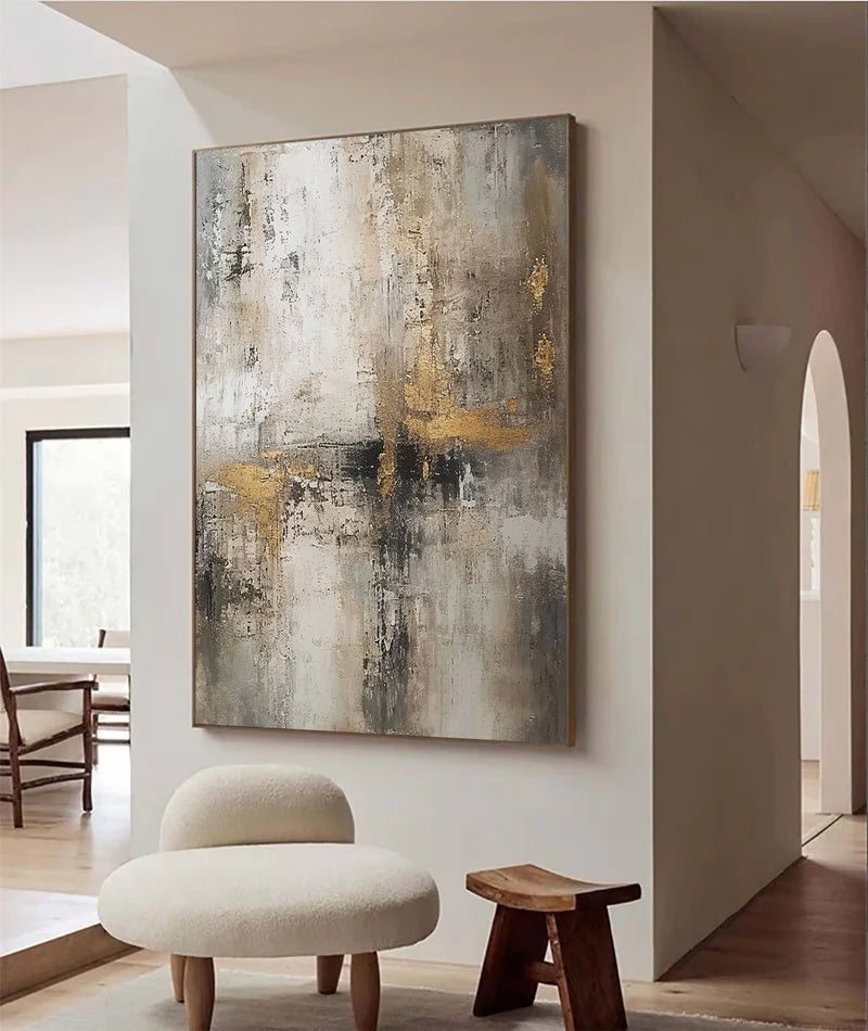 Textured Abstract Oil Painting for Modern Interiors – Muted Crossing#AB14107
