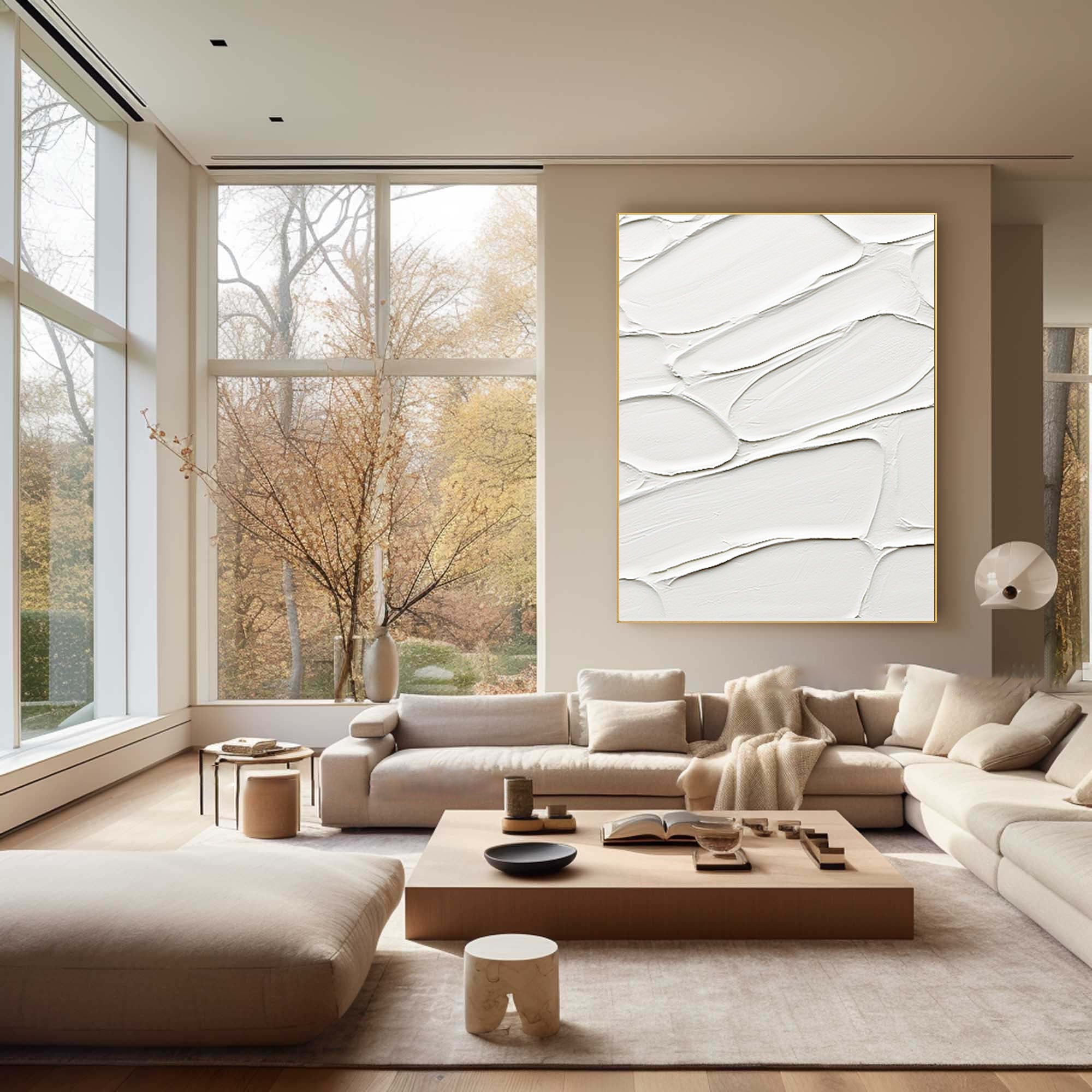 Minimalist White Textured Abstract Wall Art for Modern Interiors