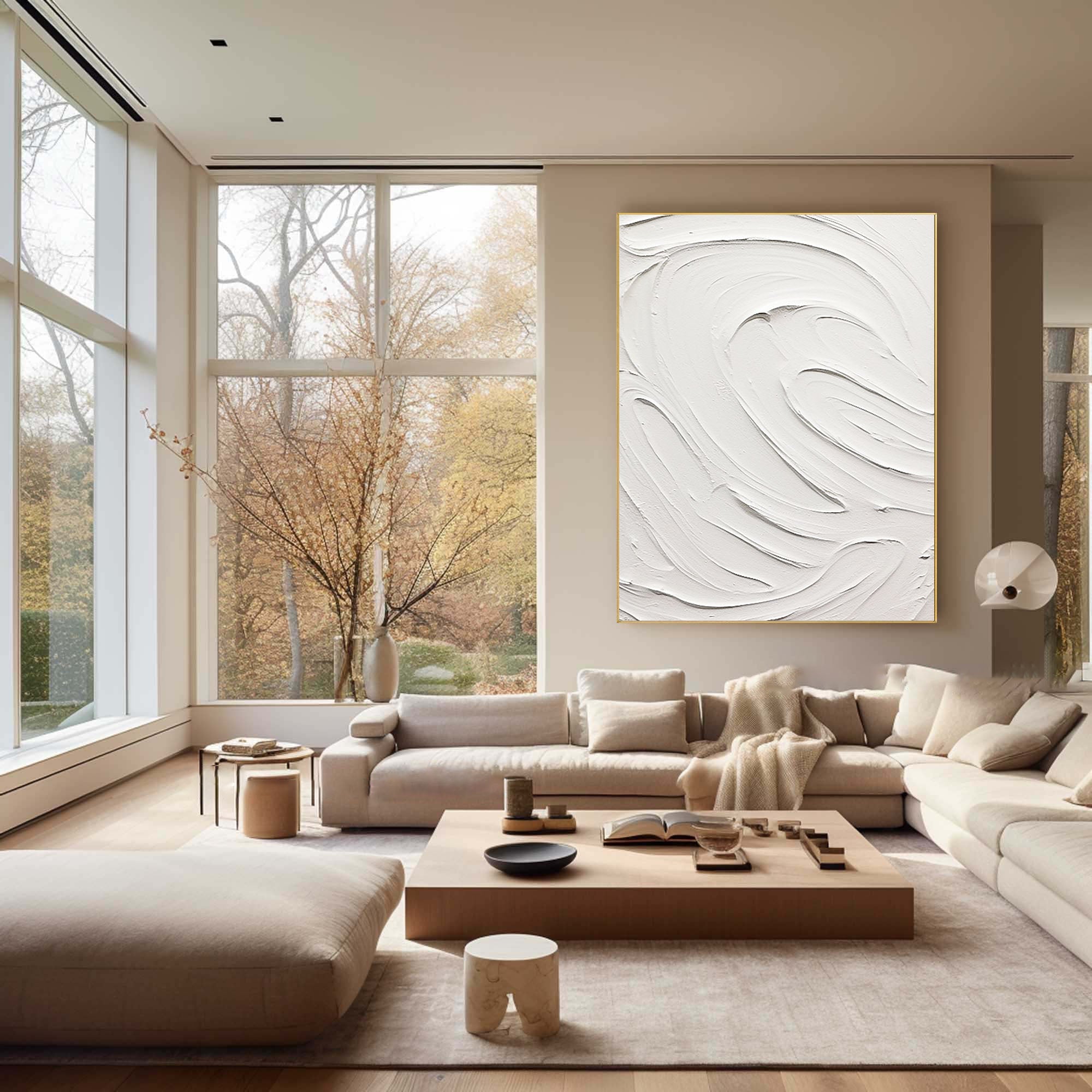 Elegant Minimalist White Textured Abstract Art for Modern Spaces