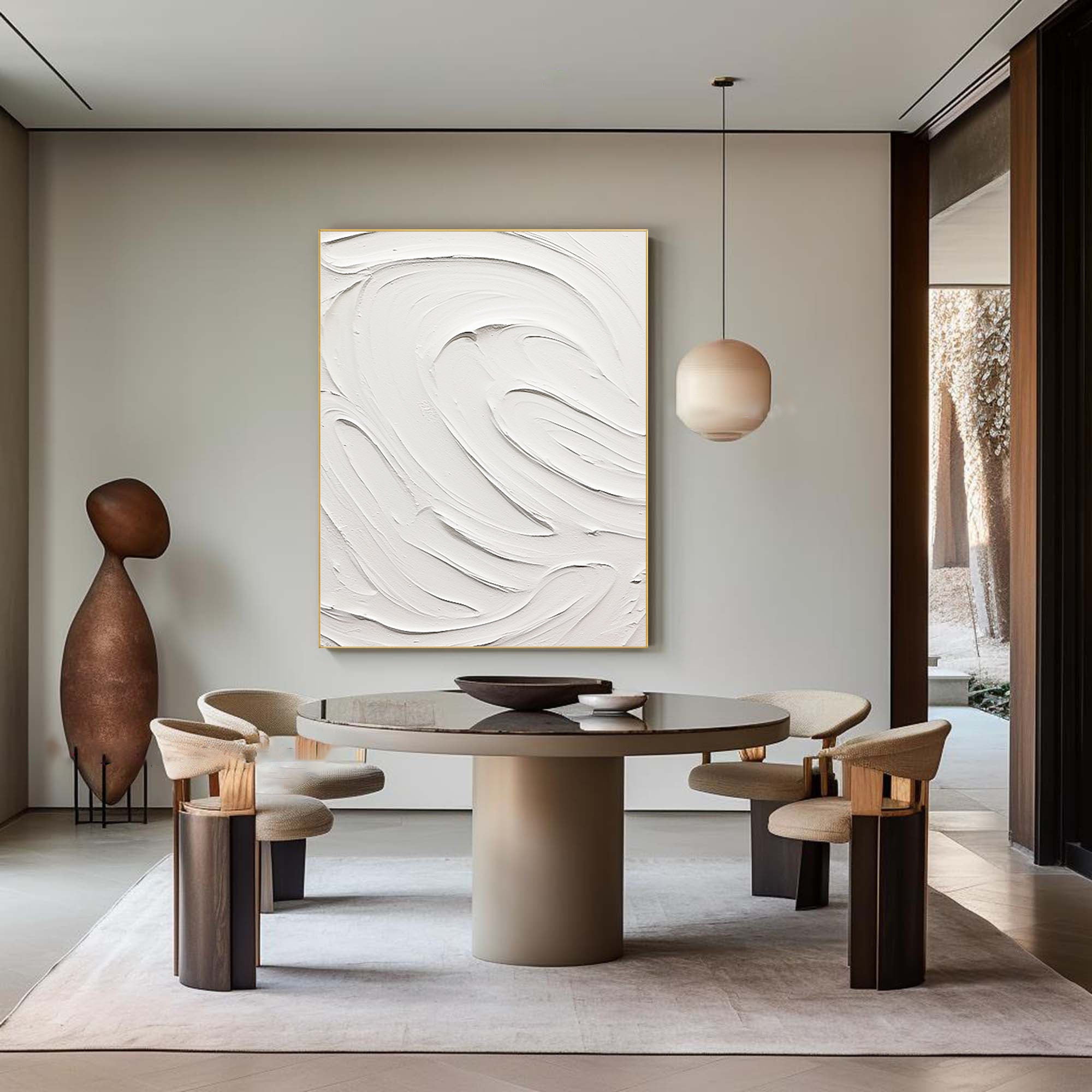 Elegant Minimalist White Textured Abstract Art for Modern Spaces