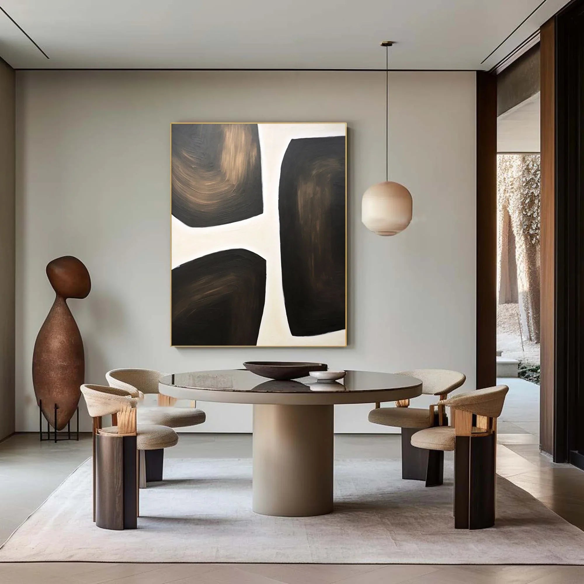 Abstract Harmony Wall Art-Modern Hand-Painted Geometric Wabi-Sabi Abstract Oil Painting - artextured